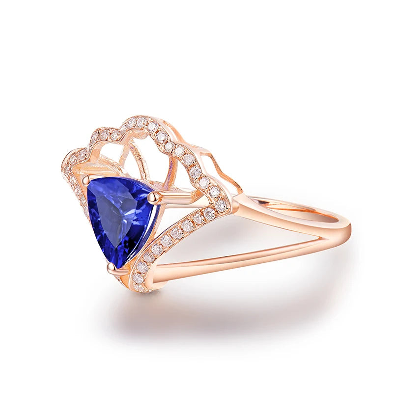 14KT Rose Gold Tanzanite Flower Ring with Diamonds - 7x7mm Gemstone Jewelry for Women, Perfect Wedding Gift, Anniversary & Special Occasions