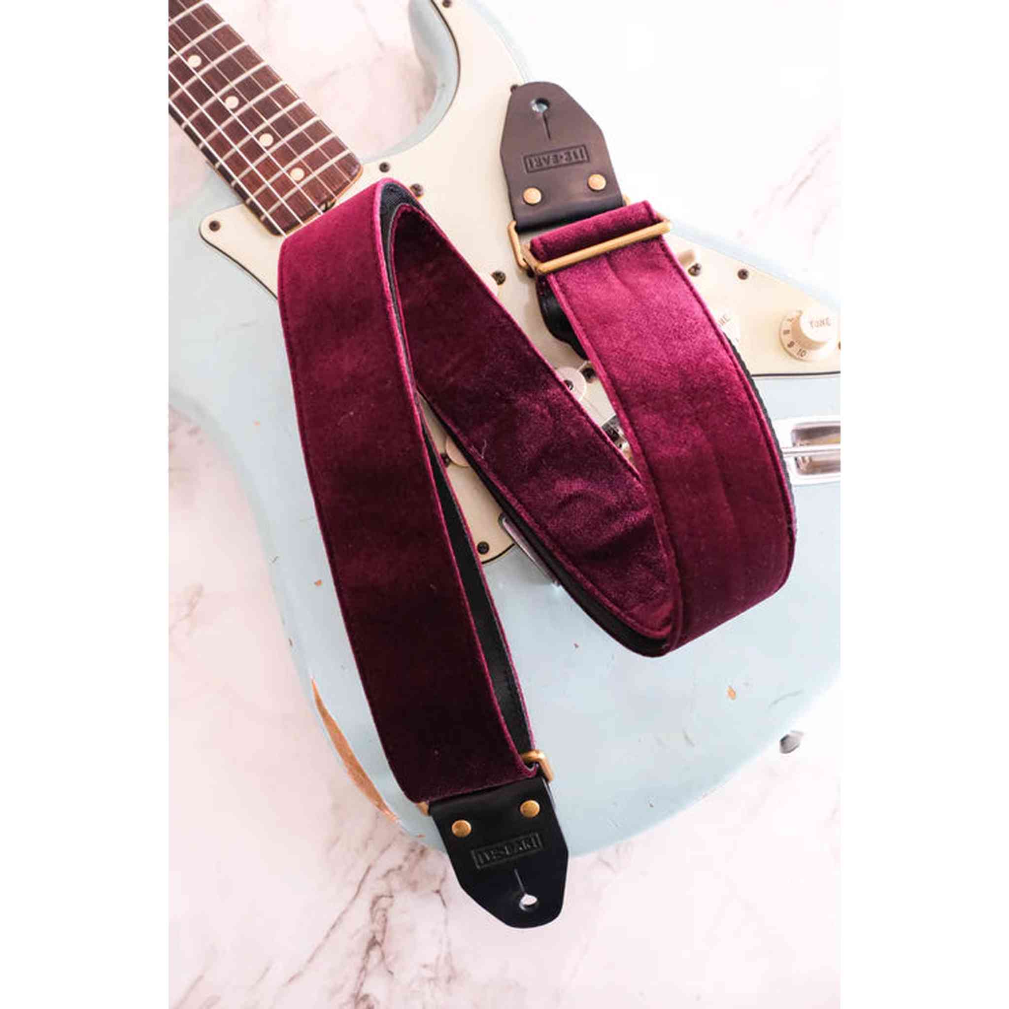 12 Bar Red Velvet Strap - Adjustable & Soft Fabric for Guitar, Ukulele, and Bass - Perfect for Musicians, Performances, and Music Lovers