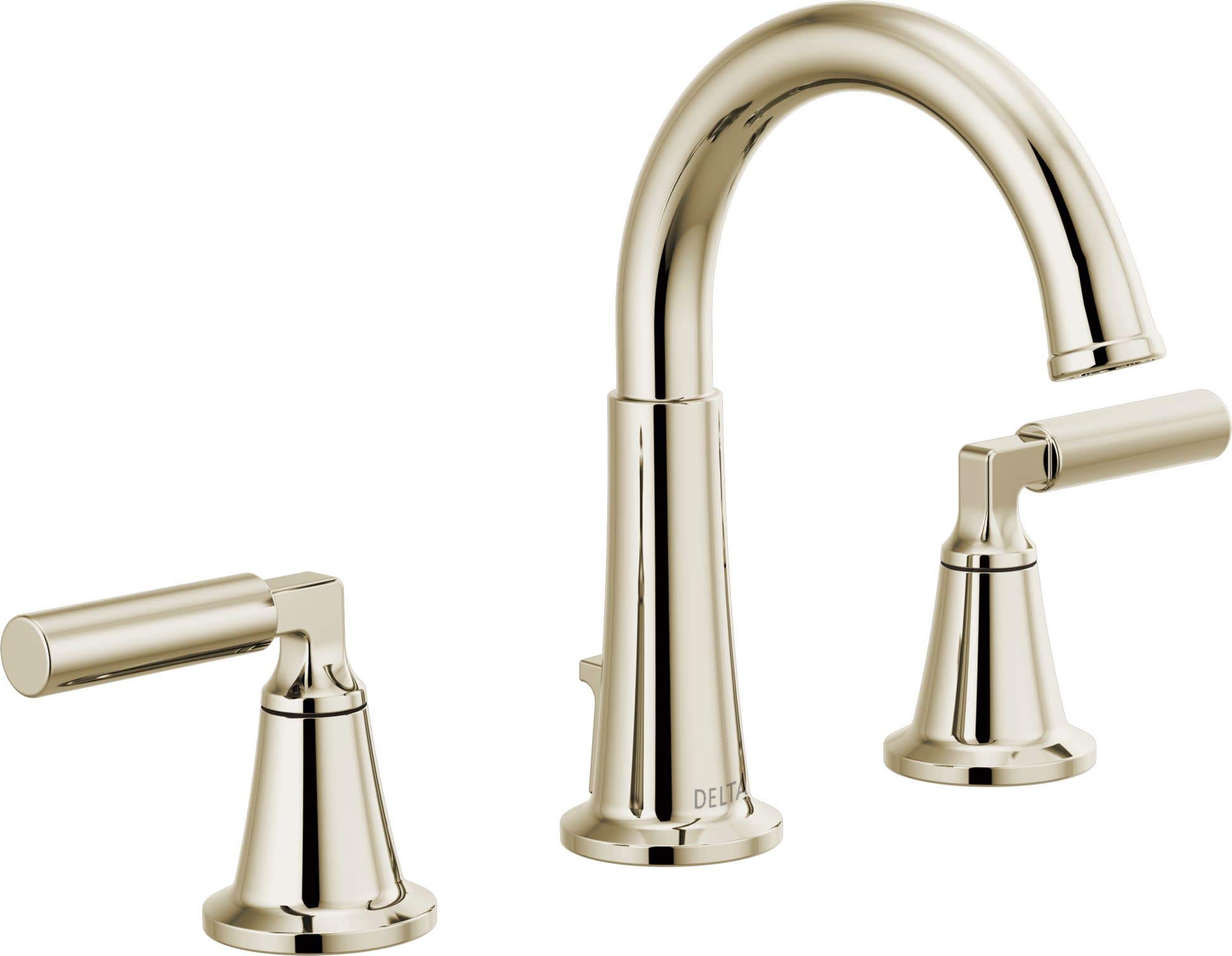 Delta 35548LF-PNMPU Polished Nickel Deck Mount Bathroom Sink Faucet - Perfect for Modern Bathrooms & Powder Rooms