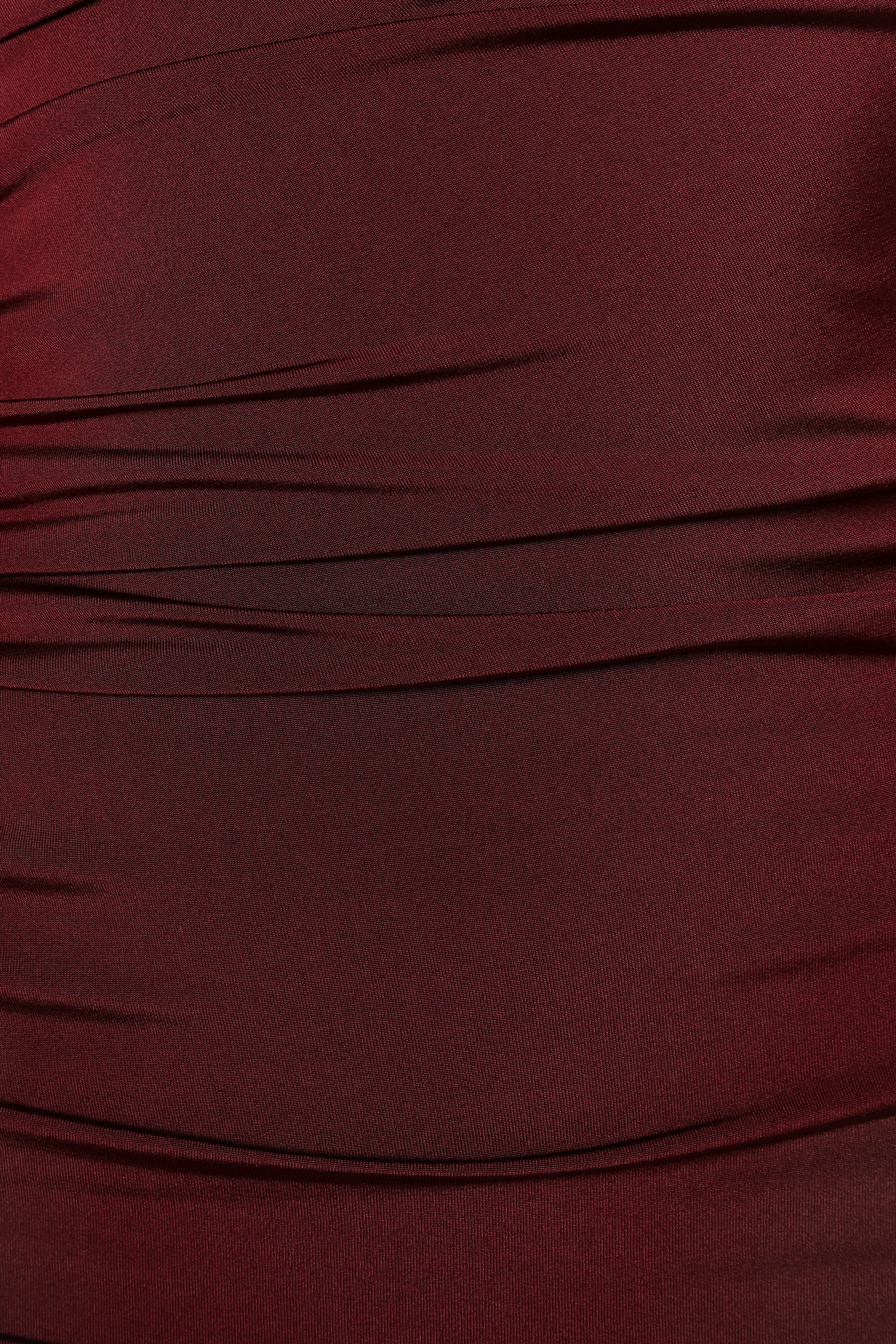 Elegant One Shoulder Midi Dress for Women - Wine Red Cocktail Party & Evening Gown - Perfect for Weddings, Date Nights & Special Occasions