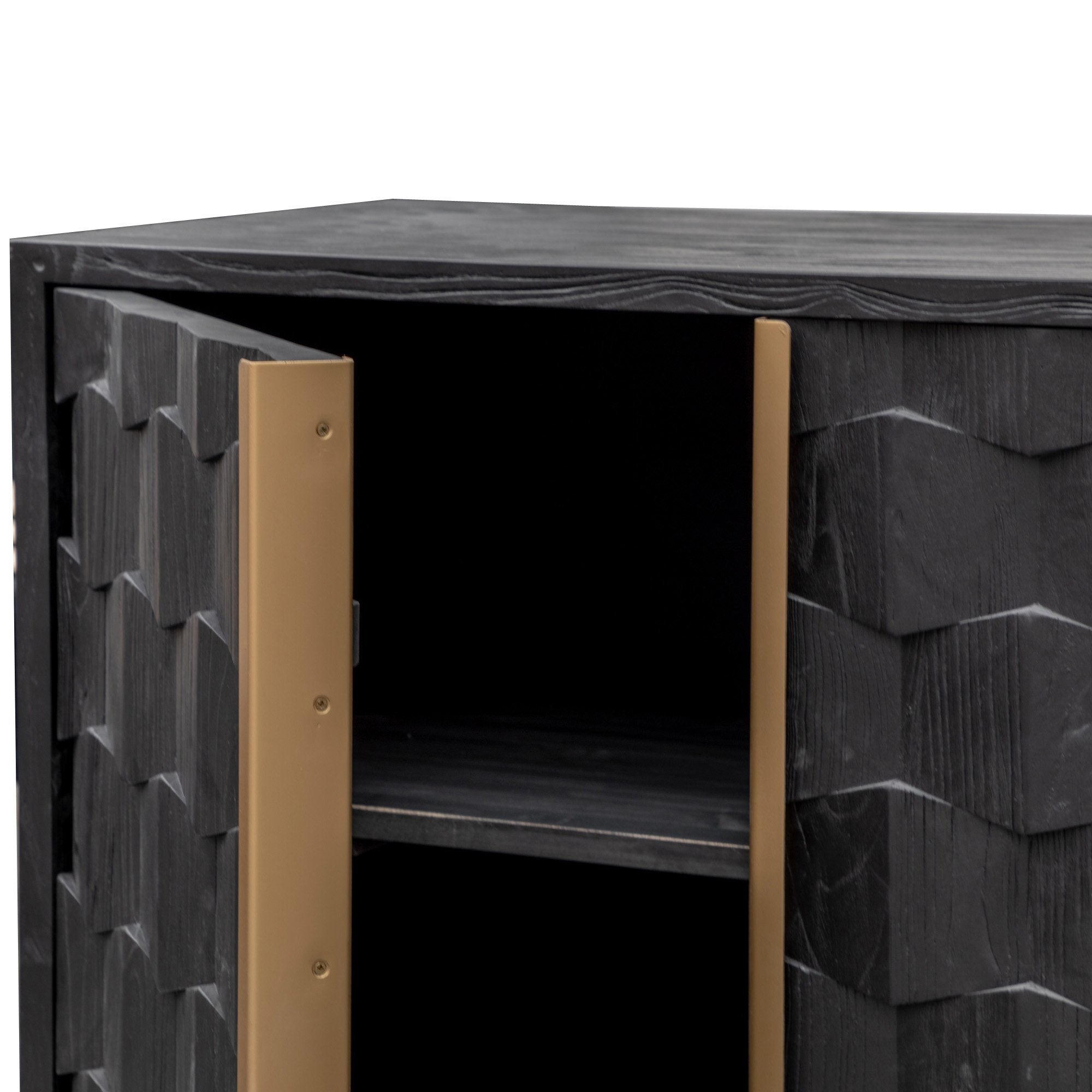 1.78m Black Wood Sideboard with Gold Handle - Elegant Storage Solution for Living Room, Dining Room & Entryway
