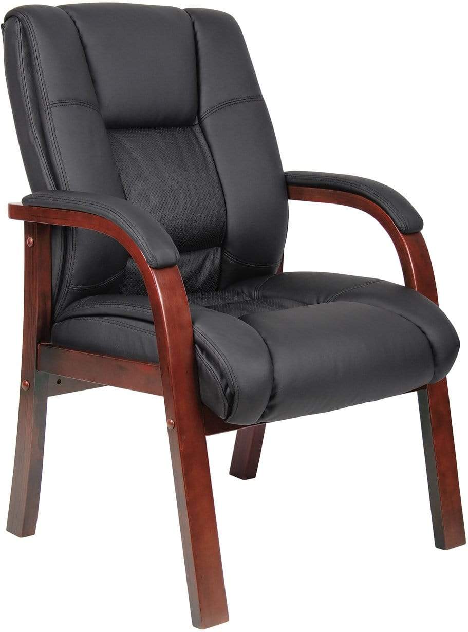 Boss Mid Back Wood Finished Guest Chair [B8999] - Stylish Office Chair for Reception, Conference & Waiting Areas - Comfortable & Durable Seating Solution