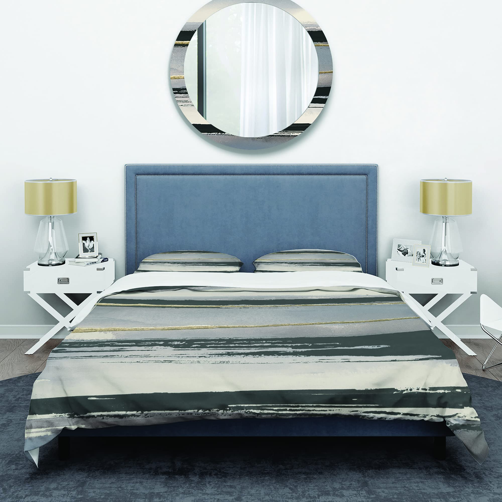 Glamorous Gold Duvet Cover Set King - Modern Abstract Bedding for All Seasons