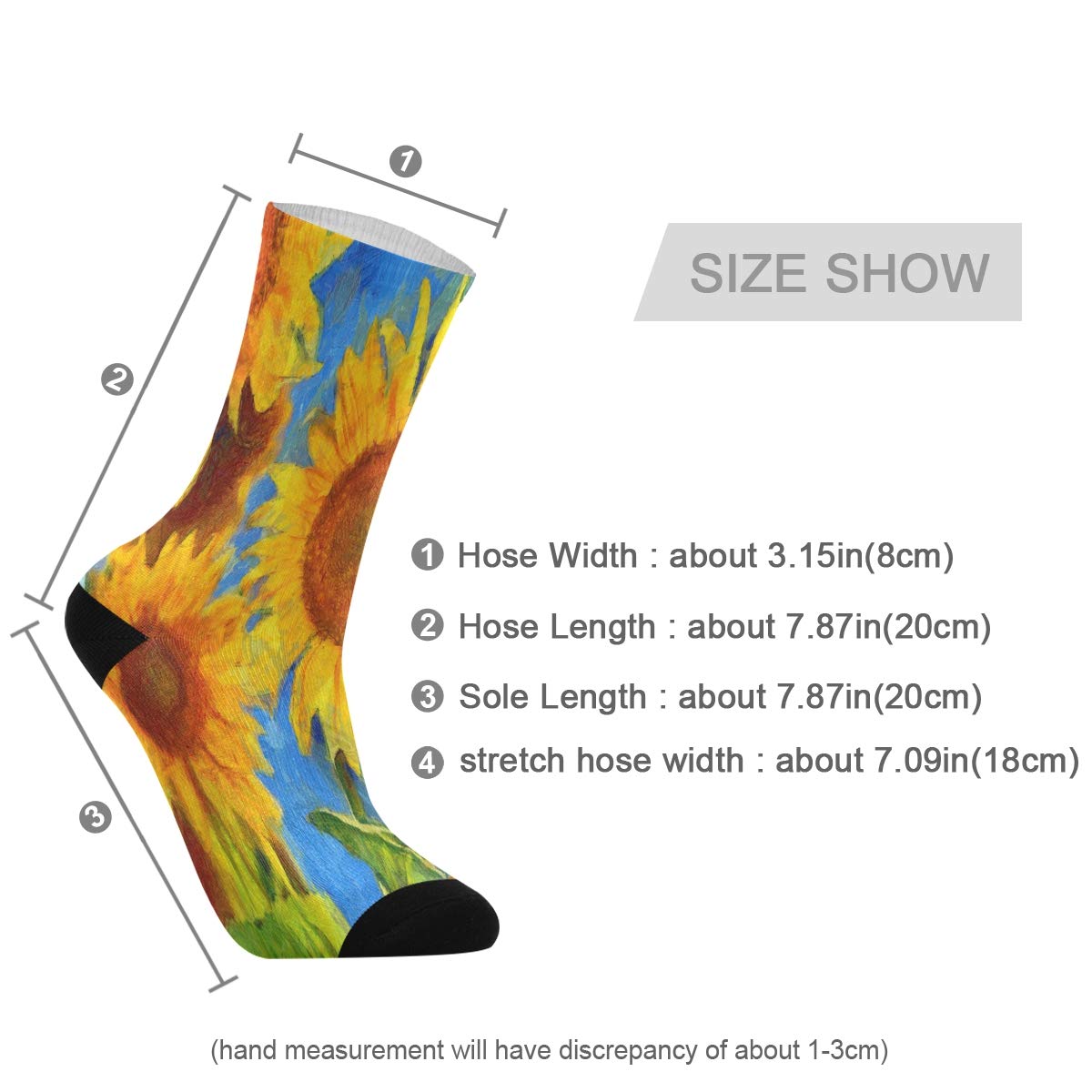 ALAZA Unisex Van Gogh Sunflower Art Crew Socks - Comfortable Casual Novelty Socks for Women & Men - Perfect for Daily Wear, Gifts & Art Lovers