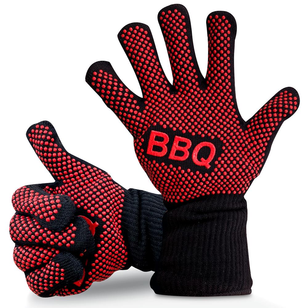 Heat-Resistant BBQ Grill Gloves - Heavy Duty Oven Mitts for Grilling, Smoking & Cooking - Extra Long Protection for Hands & Arms - Perfect for Outdoor BBQ, Camping & Kitchen Use