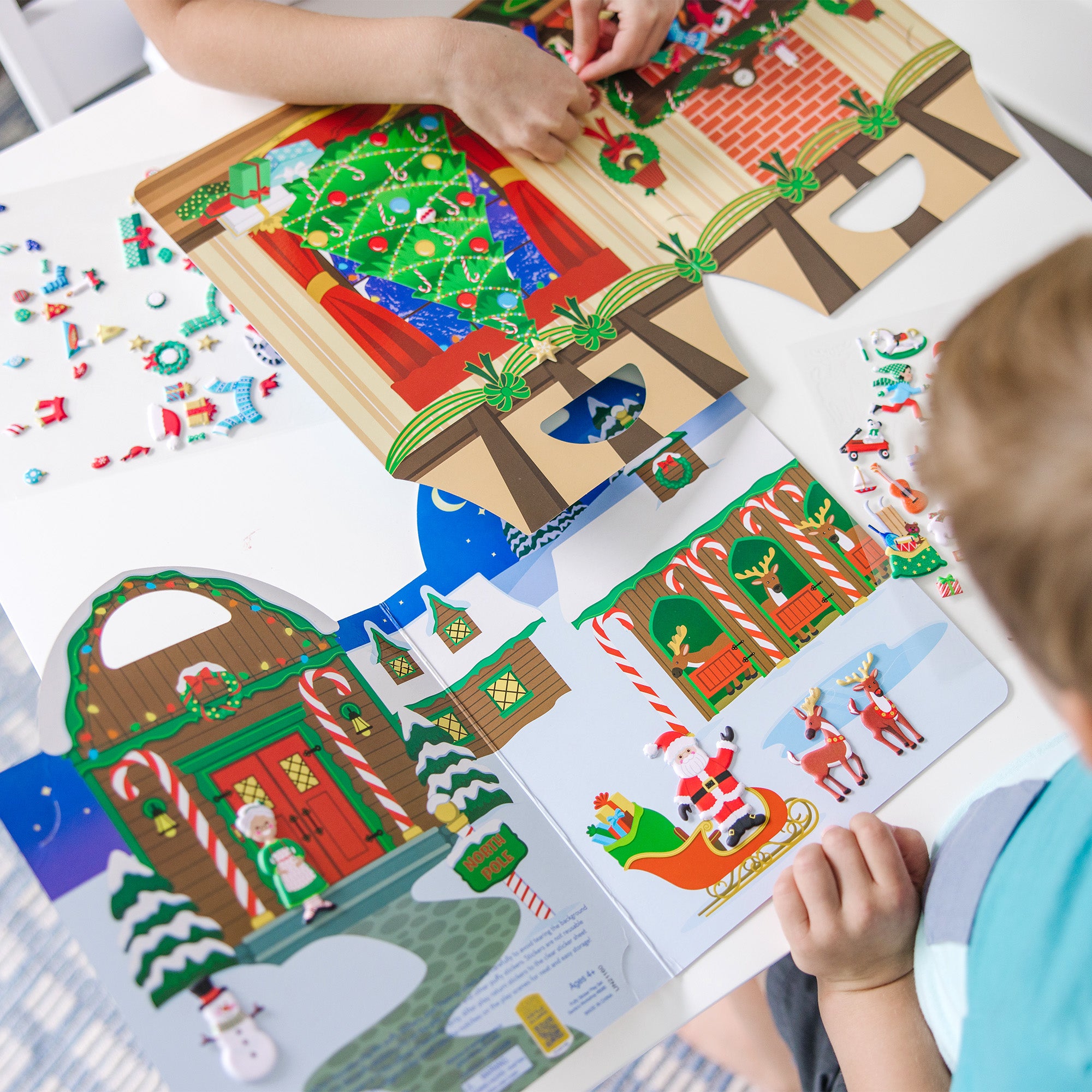 Puffy Sticker Play Set 2 Pack - Santa's Workshop & 'Tis the Season | Christmas Crafts for Kids | Holiday DIY Activities & Classroom Decorations
