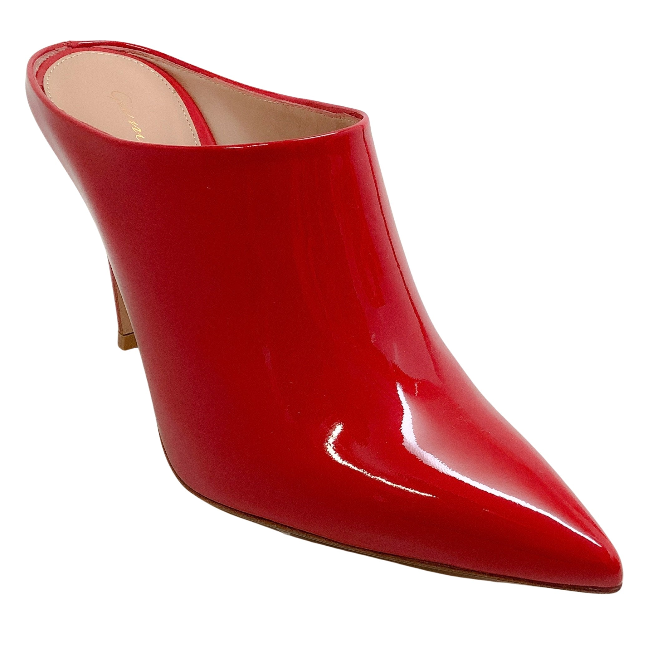 Gianvito Rossi Red Patent Leather Nova Mules - Women's Luxury Slip-On Heels for Parties, Weddings & Evening Events