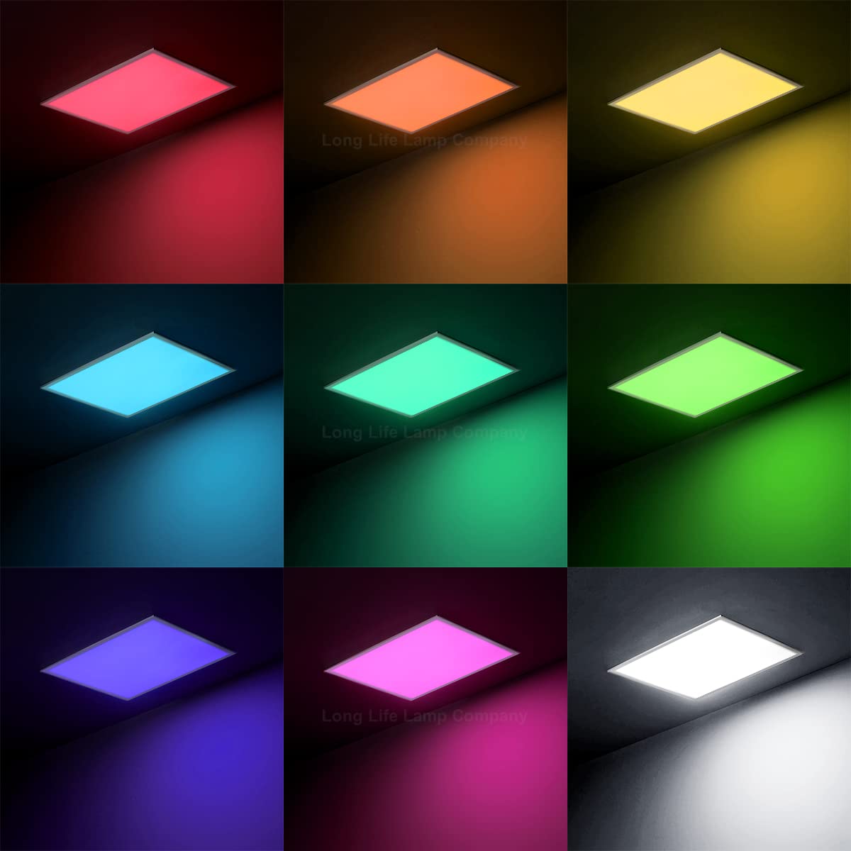 Long Life 40W Smart WiFi RGB LED Ceiling Panel - 600x600mm Color Changing Mood Light, App Controlled for Home, Office & Bedroom Lighting