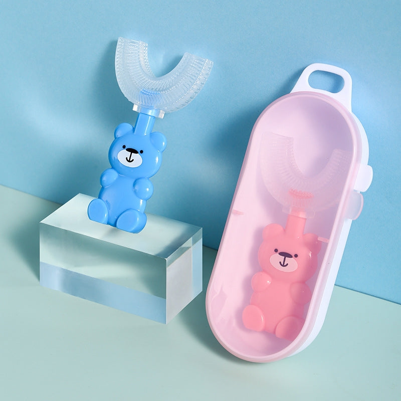 BearHug Kids U-Shaped Toothbrush for Children - Soft Bristles, Easy Grip Design for Toddlers & Kids - Perfect for Brushing Teeth at Home, School & Travel