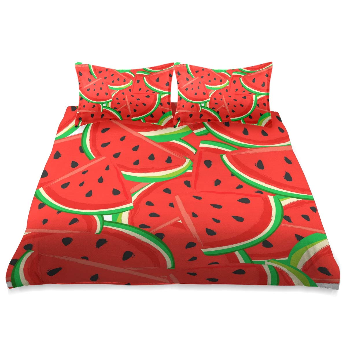 Premium Queen Size Seamless Watermelon Print Comforter Set - 90x90 Inch All Season Soft & Comfortable Bedding - Perfect for Summer Decor, Kids Room, Dormitory & Cozy Home Bedrooms