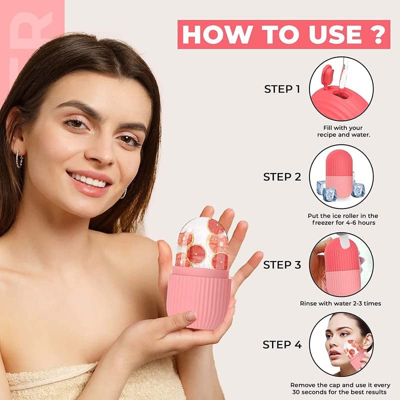 Pink Ice Roller for Face Massage & Skincare | Cooling Ice Cube Roller for Glowing, Clear Skin | Reduce Puffiness & Dark Circles | Perfect for Morning Routine & Post-Workout Recovery