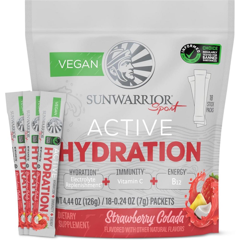 Sunwarrior Sport Active Hydration Powder - Organic Electrolyte Drink Mix for Athletes & Fitness - Post Workout Recovery & Energy Boost - Ideal for Gym, Running & Sports Performance
