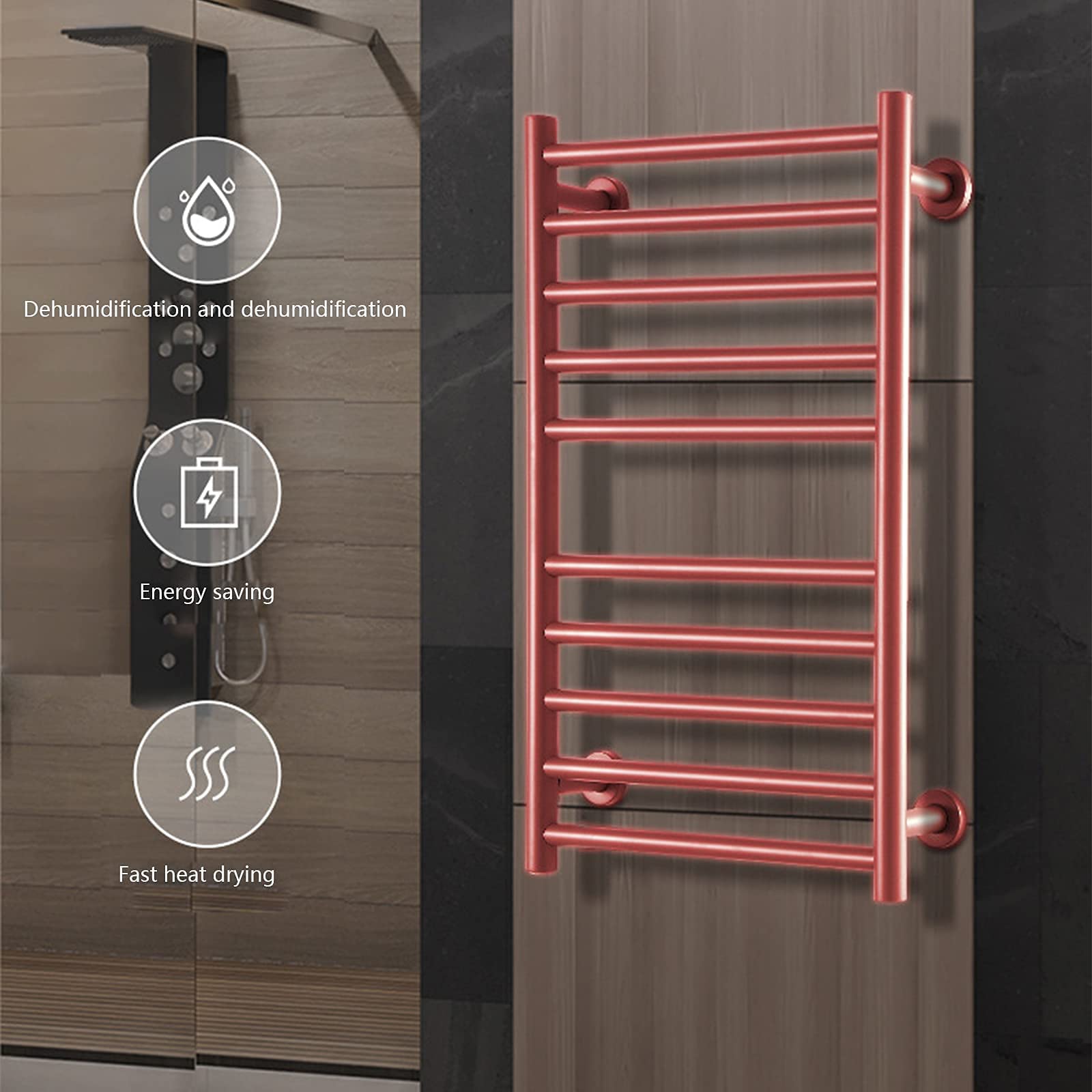 Electric Towel Warmer - Wall Mounted Heated Towel Rack with Built-in Timer | Stainless Steel Bathroom Drying Rack | Space Saving Design for Home & Spa Use | Perfect for Bathrooms, Saunas and Luxury Hotels
