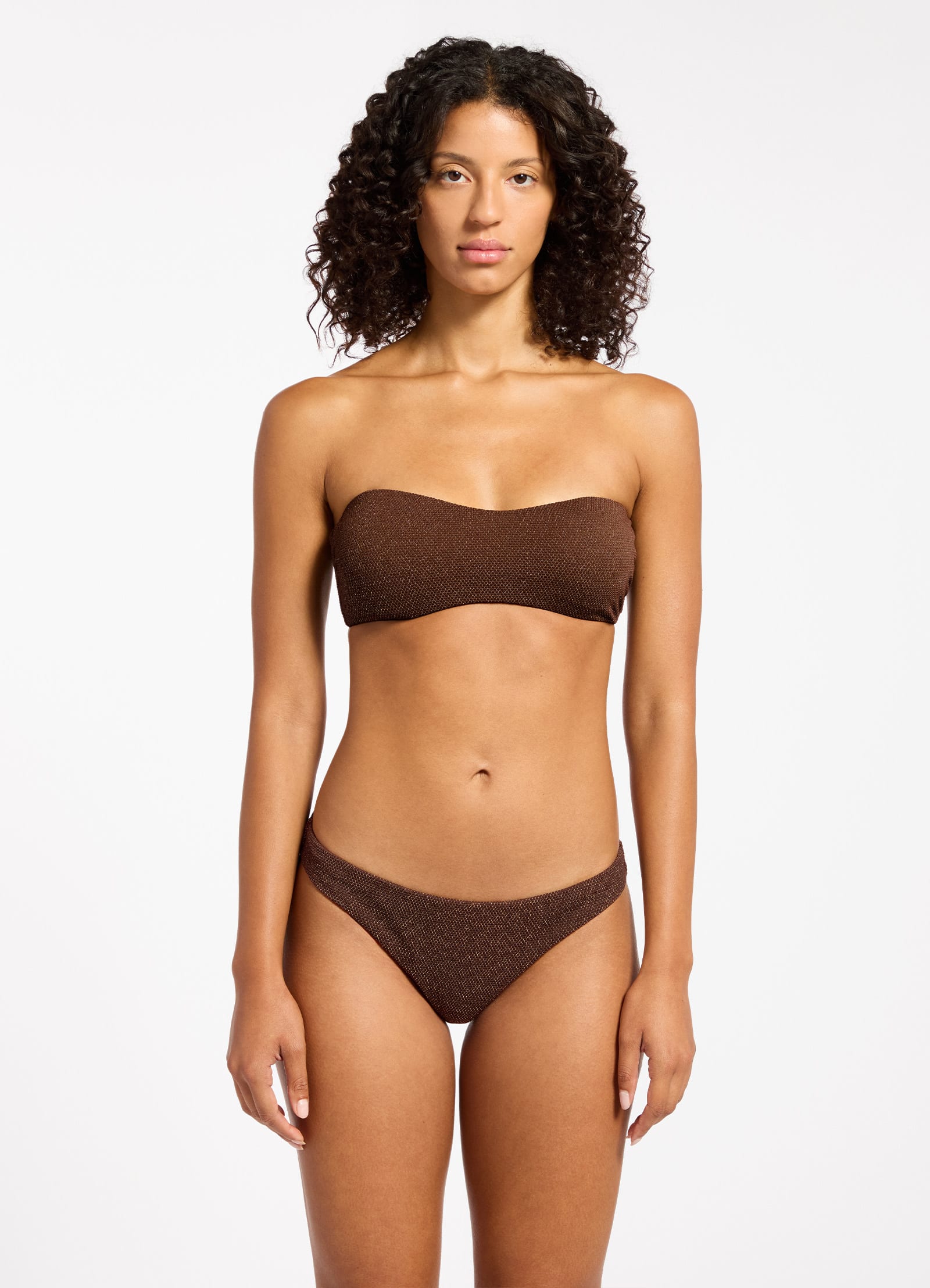 Tirari Nights Hipster Bikini Bottom - Chocolate Brown High Waisted Swimwear for Women | Beach Vacation, Pool Party, Summer Fashion