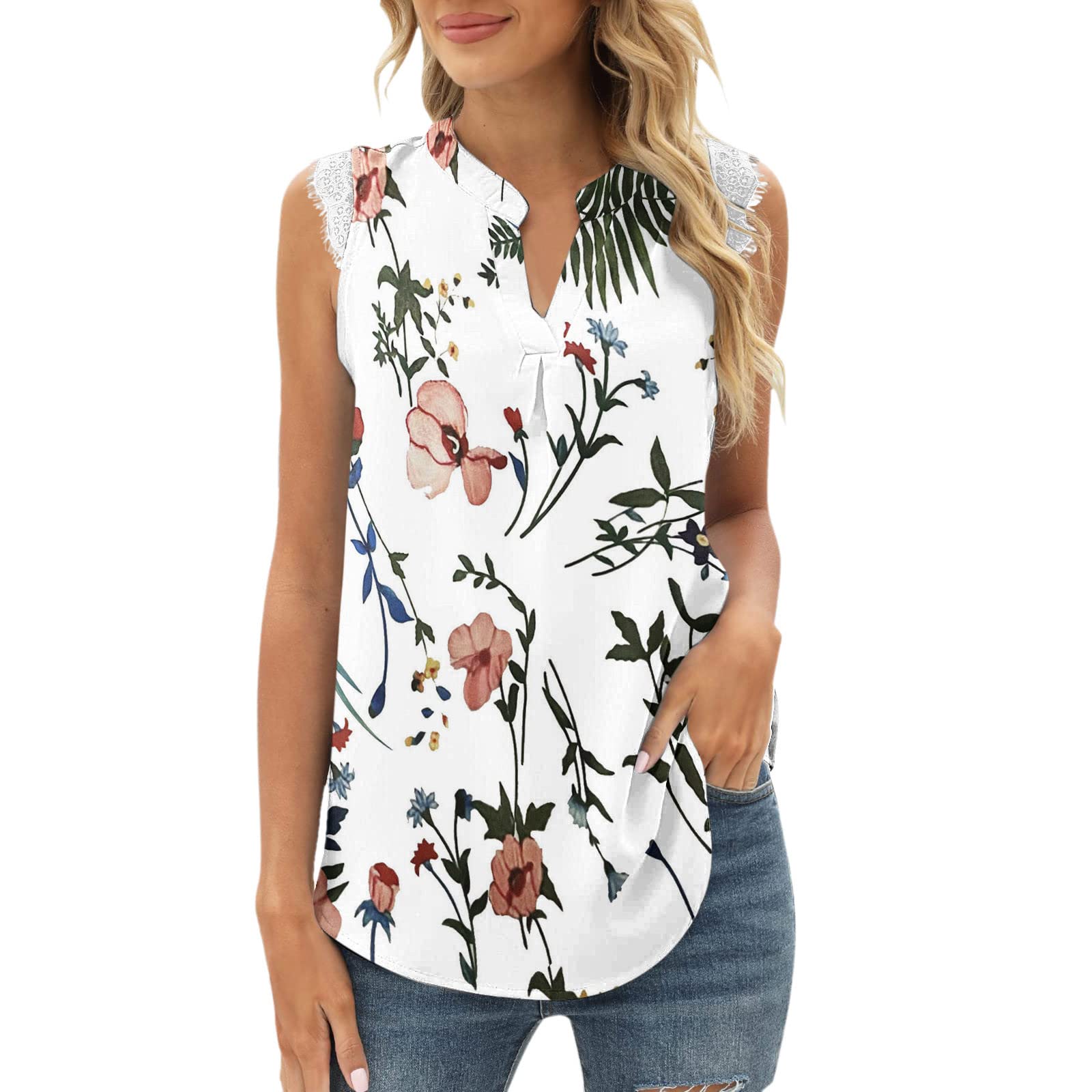 Trendy Women's Sleeveless V-Neck Tie-Dye Printed Tank Top - Loose Fit Yoga & Workout Shirt for Summer | Perfect for Gym, Beach & Casual Wear