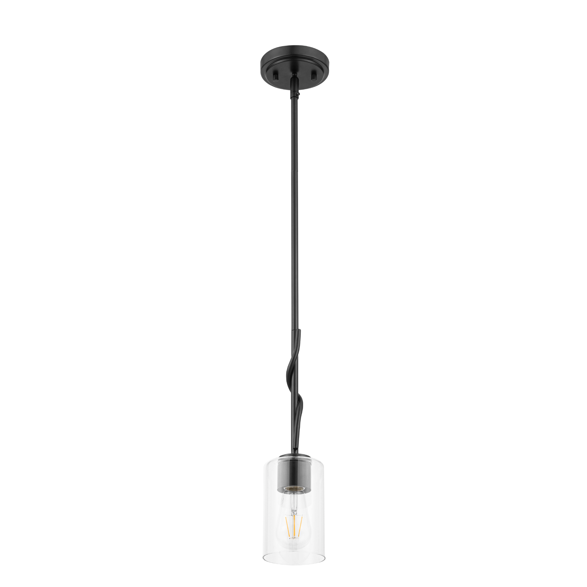 1 Light Lantier Mini Pendant Light Fixture - Matte Black Finish with Clear Glass Shade - Perfect for Kitchen Island, Dining Room, or Entryway Lighting