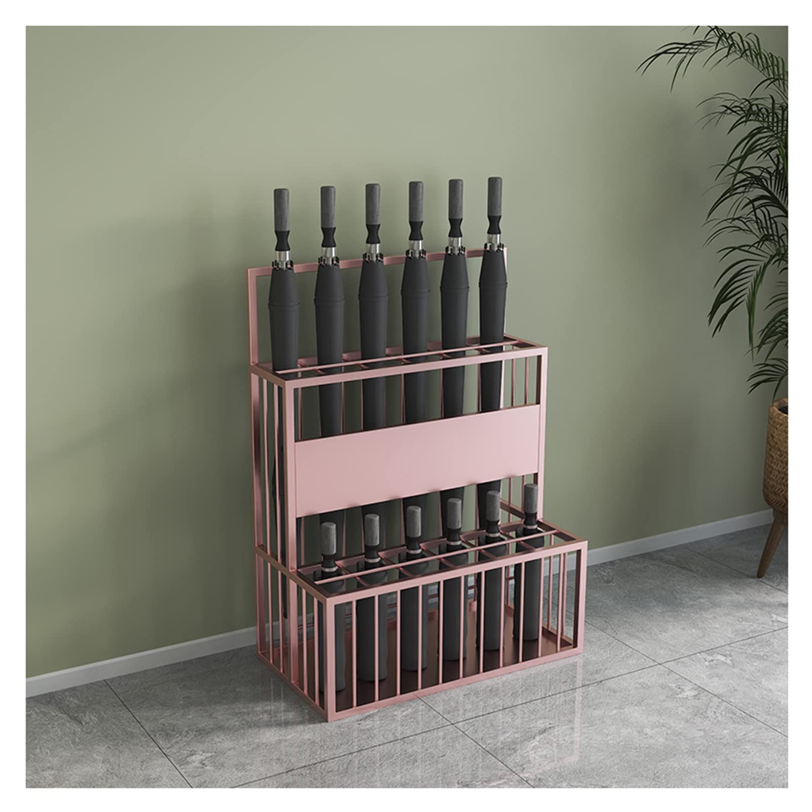 Metal Umbrella Stand for Home & Business - Double Layer Large Capacity Umbrella Holder Organizer (33x26x60cm) - Perfect for Entryway, Office, Restaurant & Store Storage