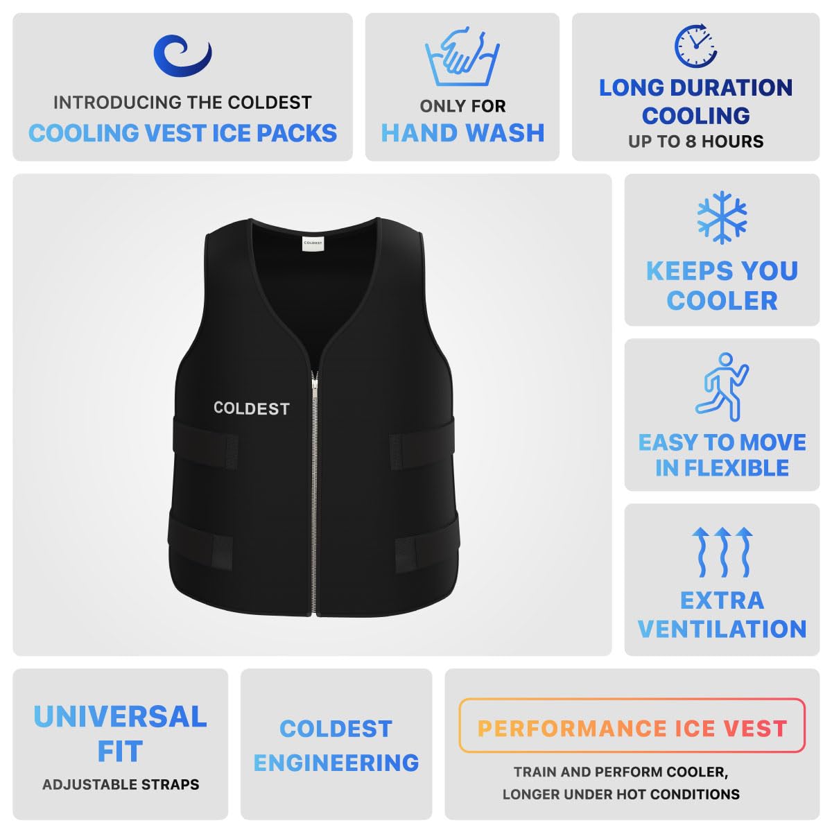 Ultimate Cooling Jacket for Men & Women - Reusable Ice Vest with Ice Packs for Hot Weather, Perfect for Cycling, Running, Outdoor Sports, and Summer Activities