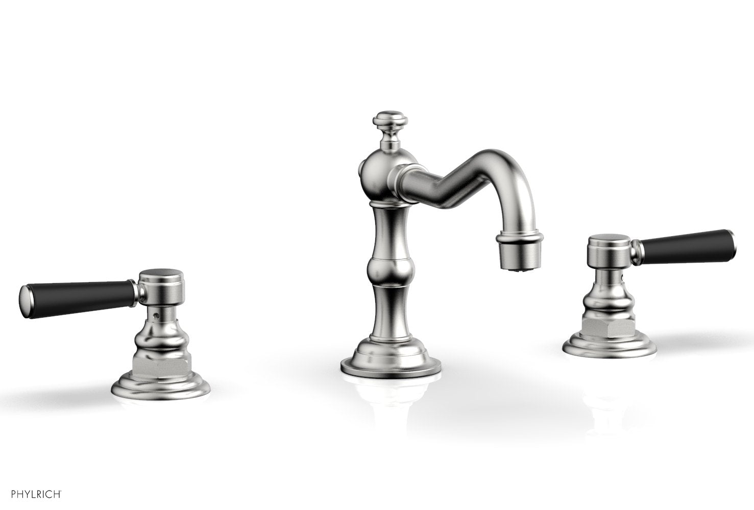 HENRI Widespread Bathroom Faucet with Satin Black Lever Handles - Model 161 02 - Perfect for Modern Vanities and Powder Rooms