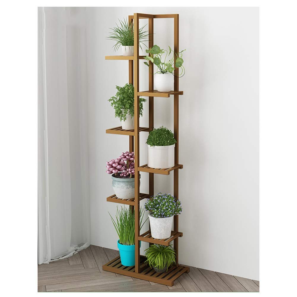 Bamboo Plant Stand for Indoor & Outdoor - 3-Tier Wooden Flower Shelf for Living Room, Patio, Balcony, Garden - Brown Corner Display Rack (125x22x45cm) - Perfect for Decorating Home, Office & Outdoor Spaces