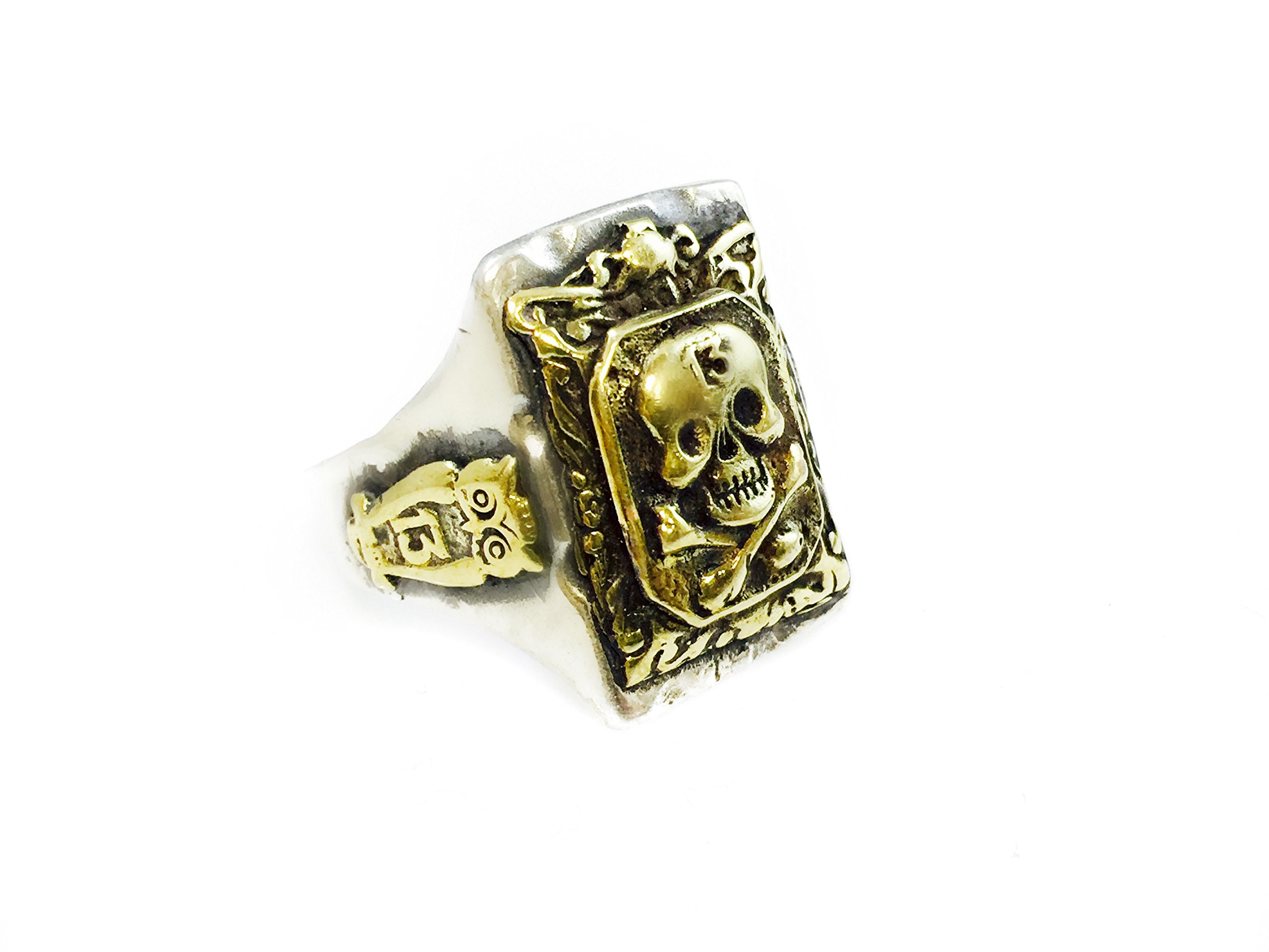 Vintage Biker Ring - Mexican Skull & Owl Design - 925 Sterling Silver - Handcrafted in Mexico - Gothic Jewelry for Men & Women - Perfect for Biker Gangs, Rock Concerts & Alternative Fashion