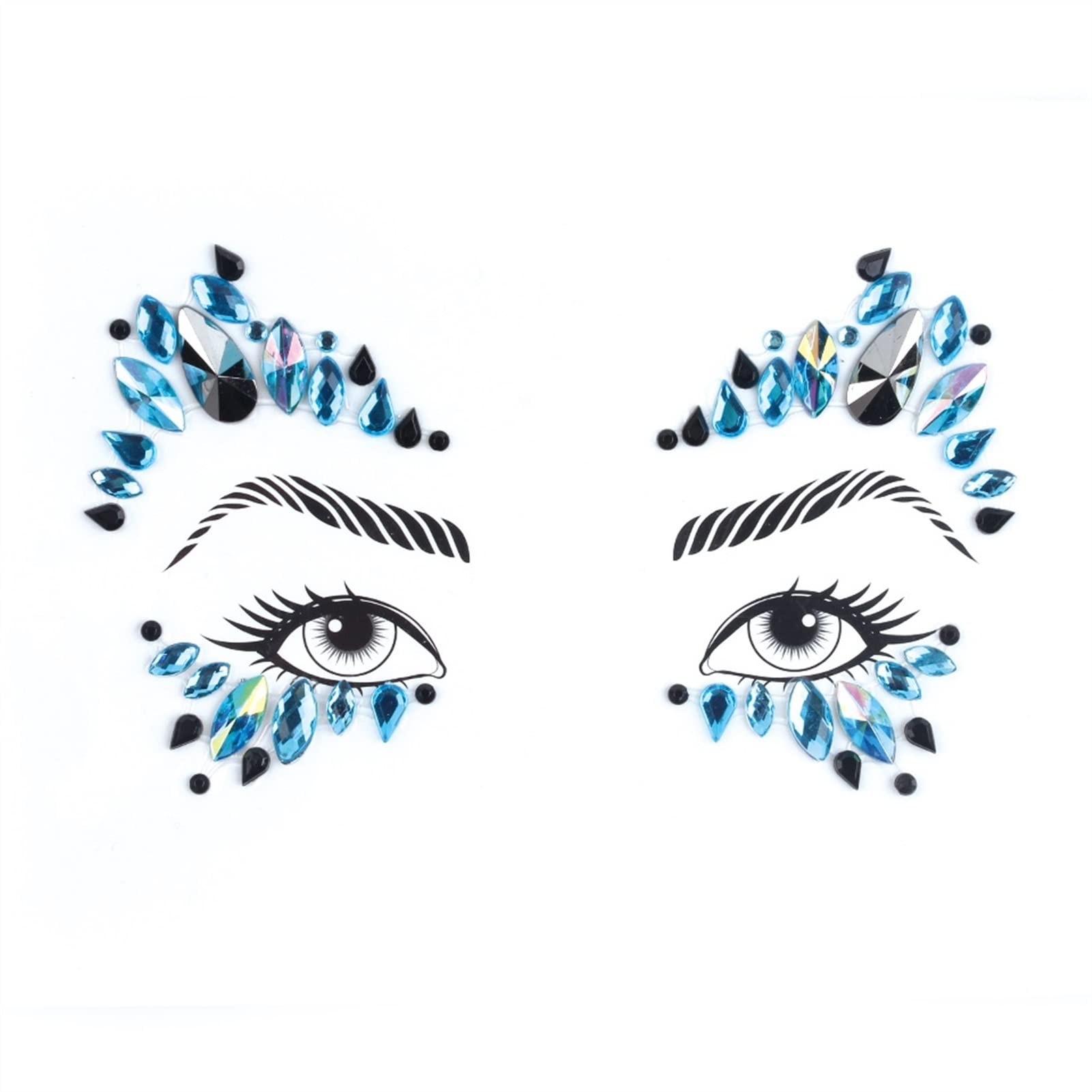 Metallic Temporary Tattoo Stickers - 5pcs Face Gems & Mermaid Jewels for Festival, Party, Rave | Shimmering Crystal Body Stickers for Eye & Face Decoration | Perfect for Halloween, Cosplay & Music Events (Color 31)