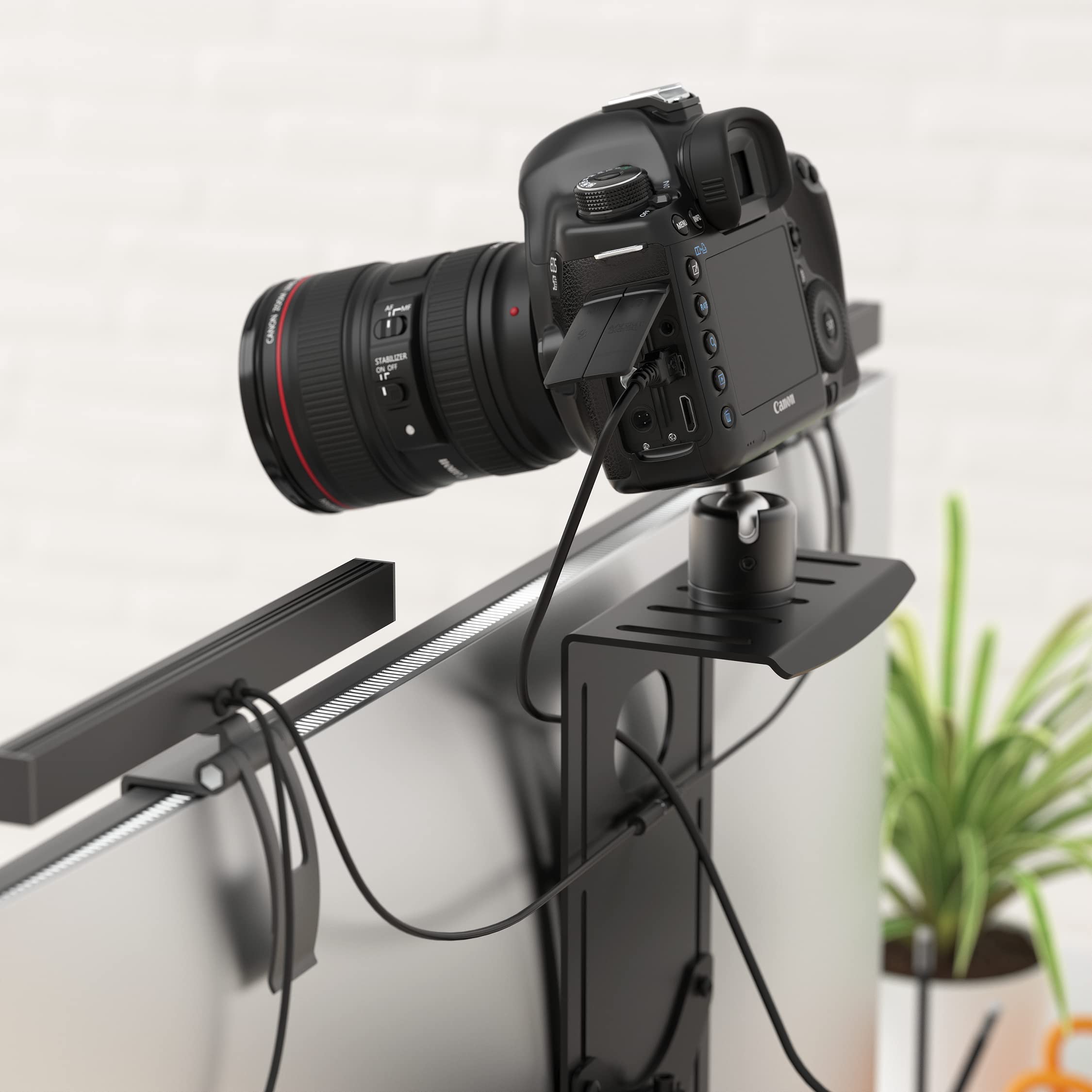 HumanCentric DSLR Monitor Mount - Compact Aluminum VESA Arm Desk Mount for Camera, Webcam & Microphone (100x100mm) - Perfect for Streaming, Video Calls & Content Creation - Hardware Included