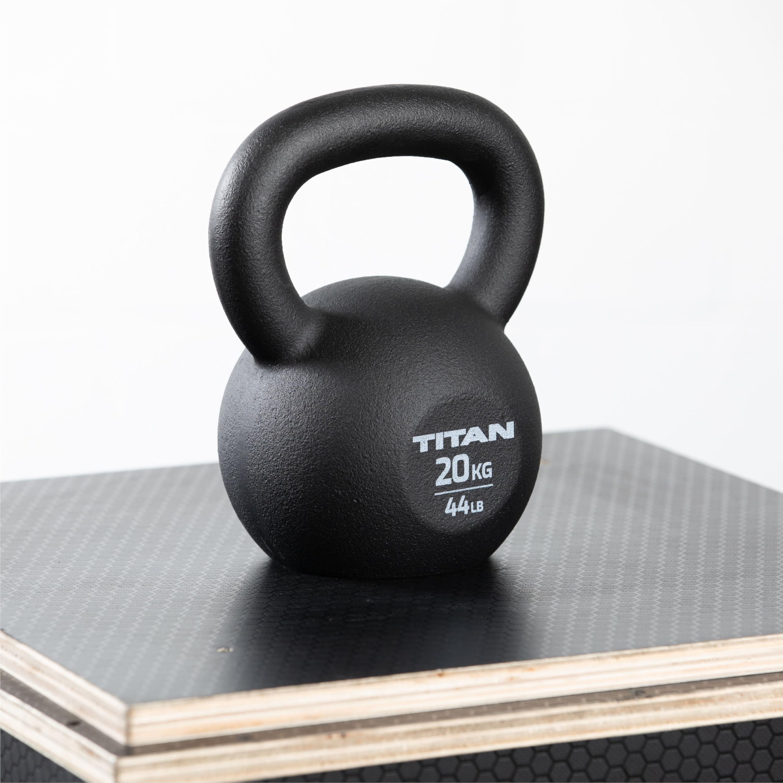 Titan Fitness Cast Iron Kettlebell - Single Piece Casting with KG & LB Markings for Full Body Workout | Strength Training, CrossFit, Home Gym & Functional Fitness Equipment