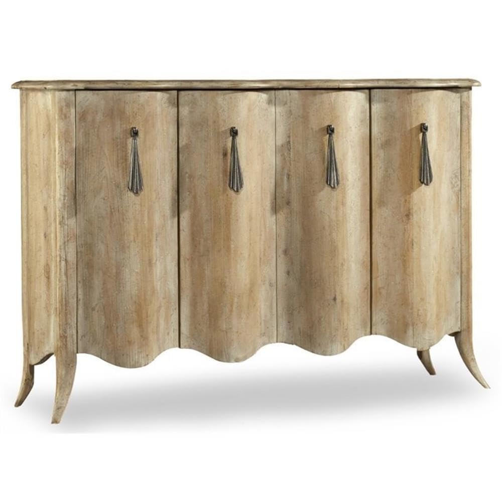 Hooker Furniture Melange Draped Sideboard - Light Wood Buffet Cabinet for Dining Room, Living Room & Entryway Storage