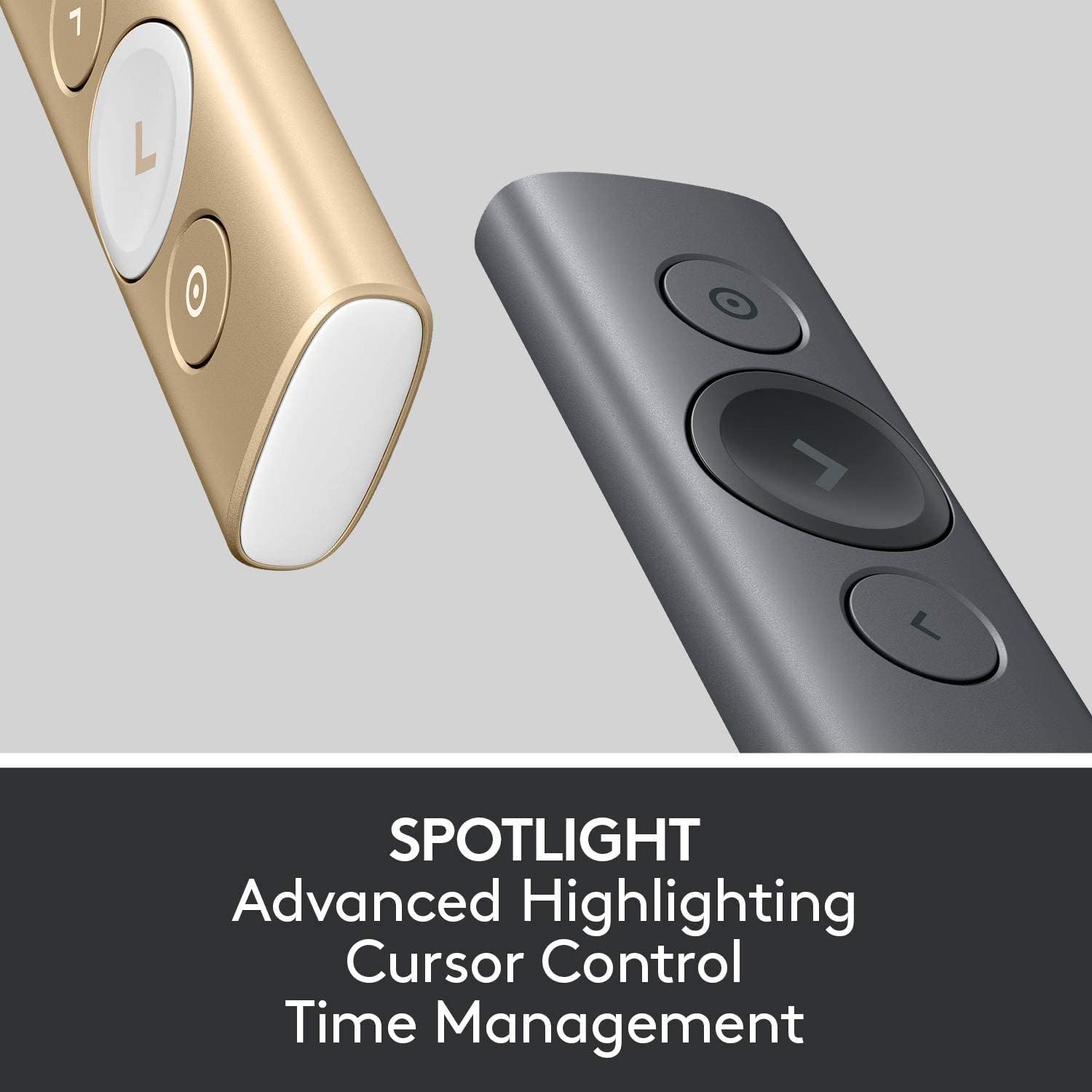 Logitech Spotlight Wireless Presentation Remote - Bluetooth Clicker with Laser Pointer, Digital Highlighting, 30m Range & Fast Charging | Perfect for Business Meetings, Classroom Teaching & Conference Presentations (Silver)