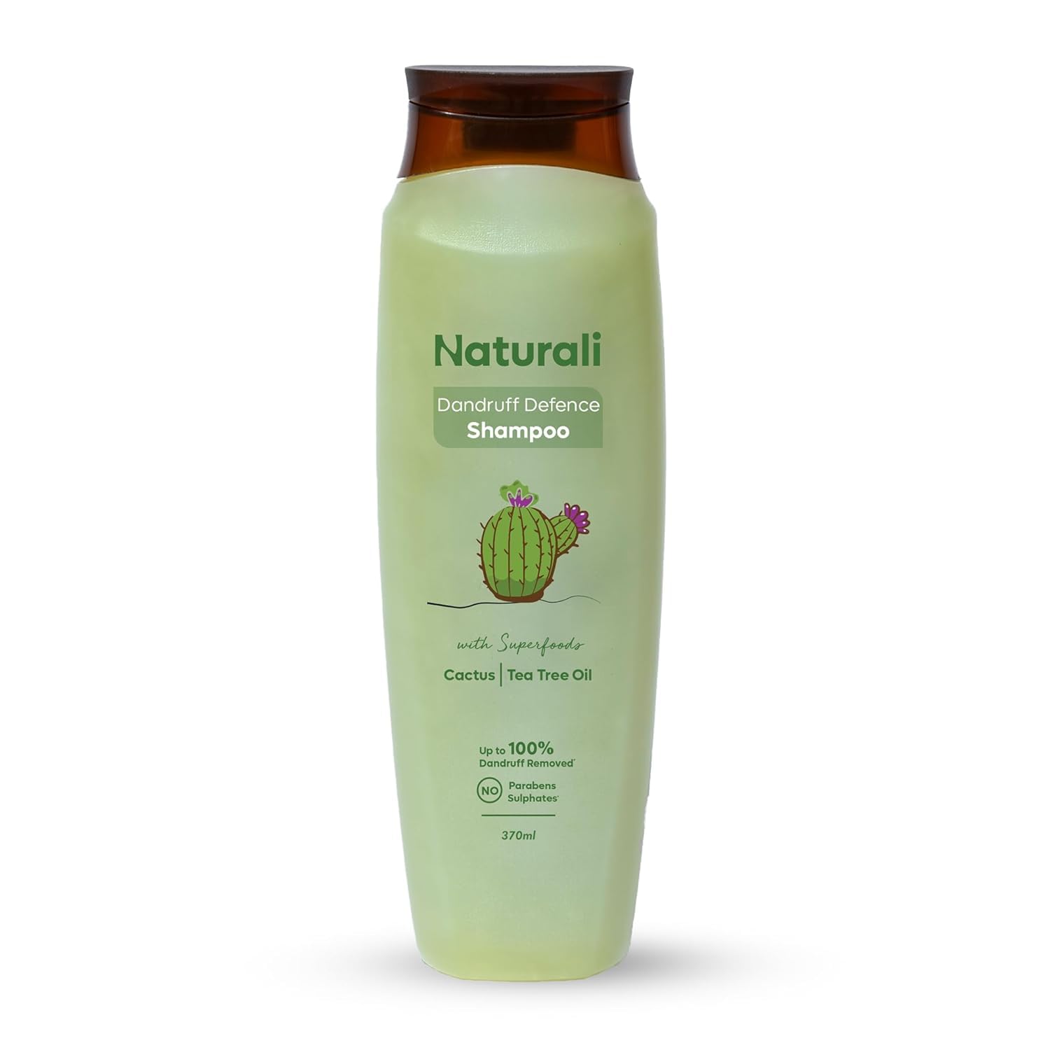 Tea Tree Oil & Cactus Extract Anti-Dandruff Shampoo - Paraben & Sulfate Free, 370ml - Soothes Scalp & Prevents Flakes for Daily Hair Care & Scalp Health