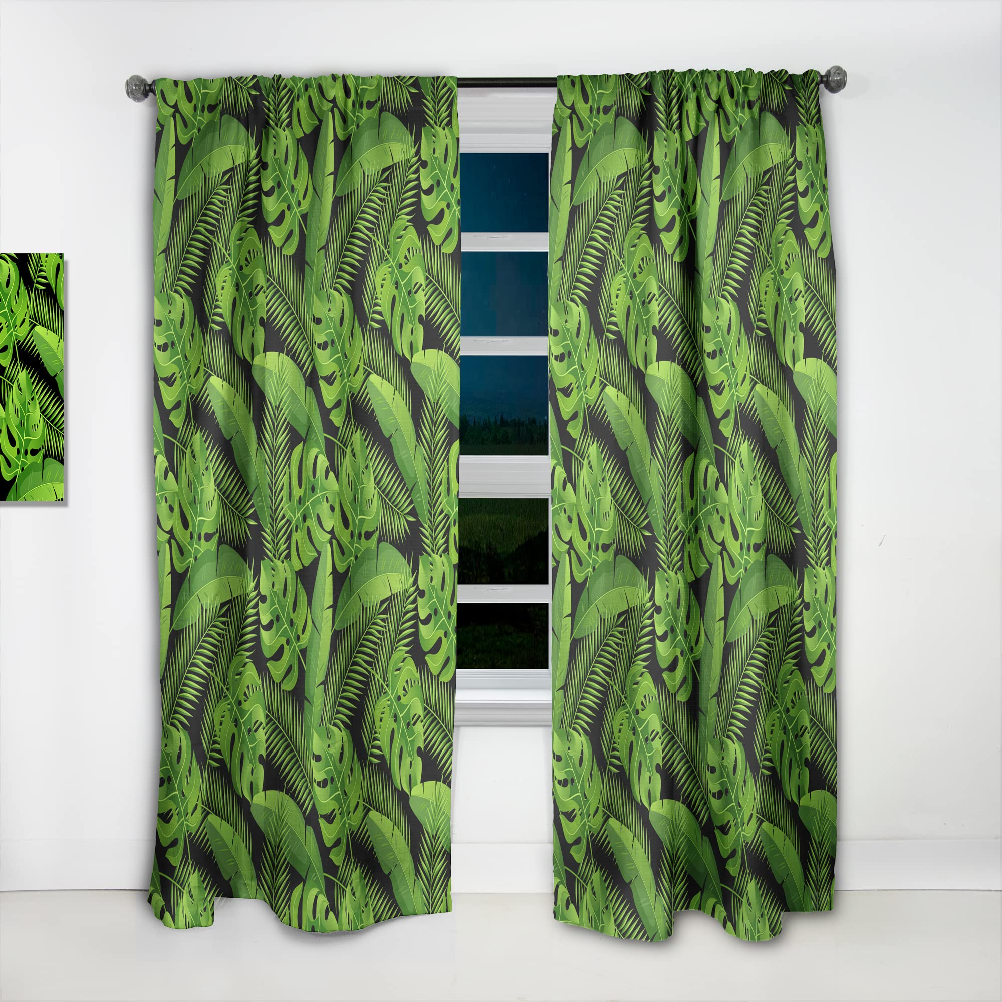 DesignQ Exotic Tropical Plants Blackout Curtains - Thermal Insulated Single Panel 52x90 Inches for Bedroom & Living Room - Perfect for Privacy, Light Control & Energy Savings