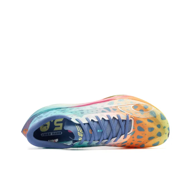 Qiaodan Men's FeiYing PB 5.0 Running Shoes - Drifting Sand Blue/Sun Orange - Lightweight Cushioned Sneakers for Jogging, Gym & Outdoor Sports