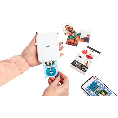 Canon IVY 2 Mini Photo Printer - Wireless Portable Instant Printer for Smartphones (White) | Print Memories Anywhere, Perfect for Travel, Parties & Scrapbooking