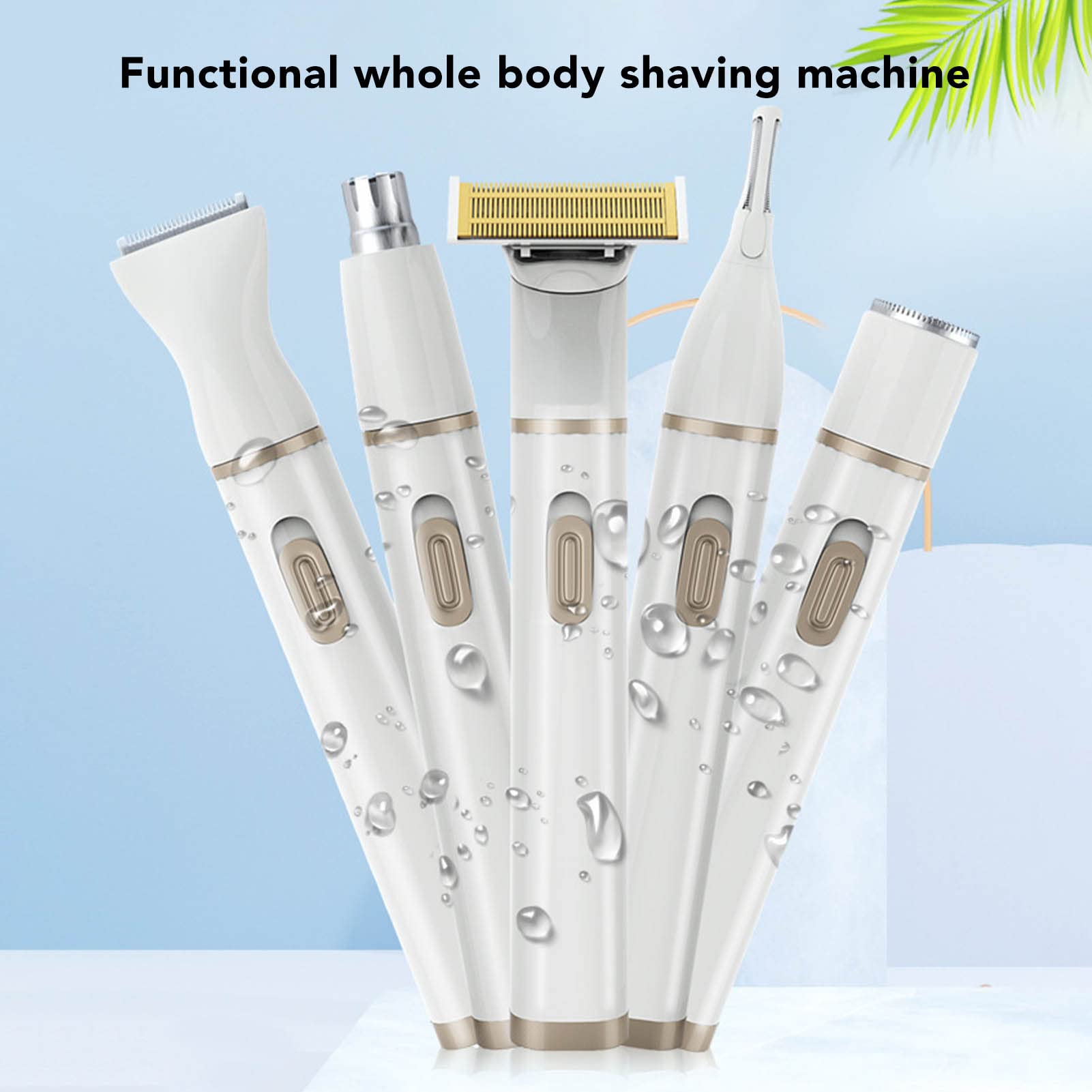 5-in-1 Rechargeable Women's Electric Hair Trimmer - Low Noise Pubic, Body, Face, Nose & Eyebrow Hair Clipper for Smooth Skin at Home or Travel