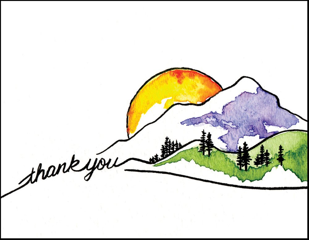 Mountain Sun Thank You Cards - Set of 12 Blank Greeting Cards with Envelopes | Perfect for Weddings, Birthdays & Appreciation Gifts