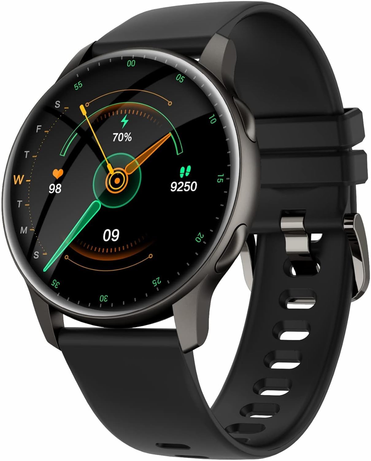 1.32'' AMOLED Smart Watch for Women - Fitness Tracker with Heart Rate Monitor, Sleep & Step Counter, IP68 Waterproof, Compatible with Android iOS - Perfect for Workouts, Running & Daily Activity (Black)