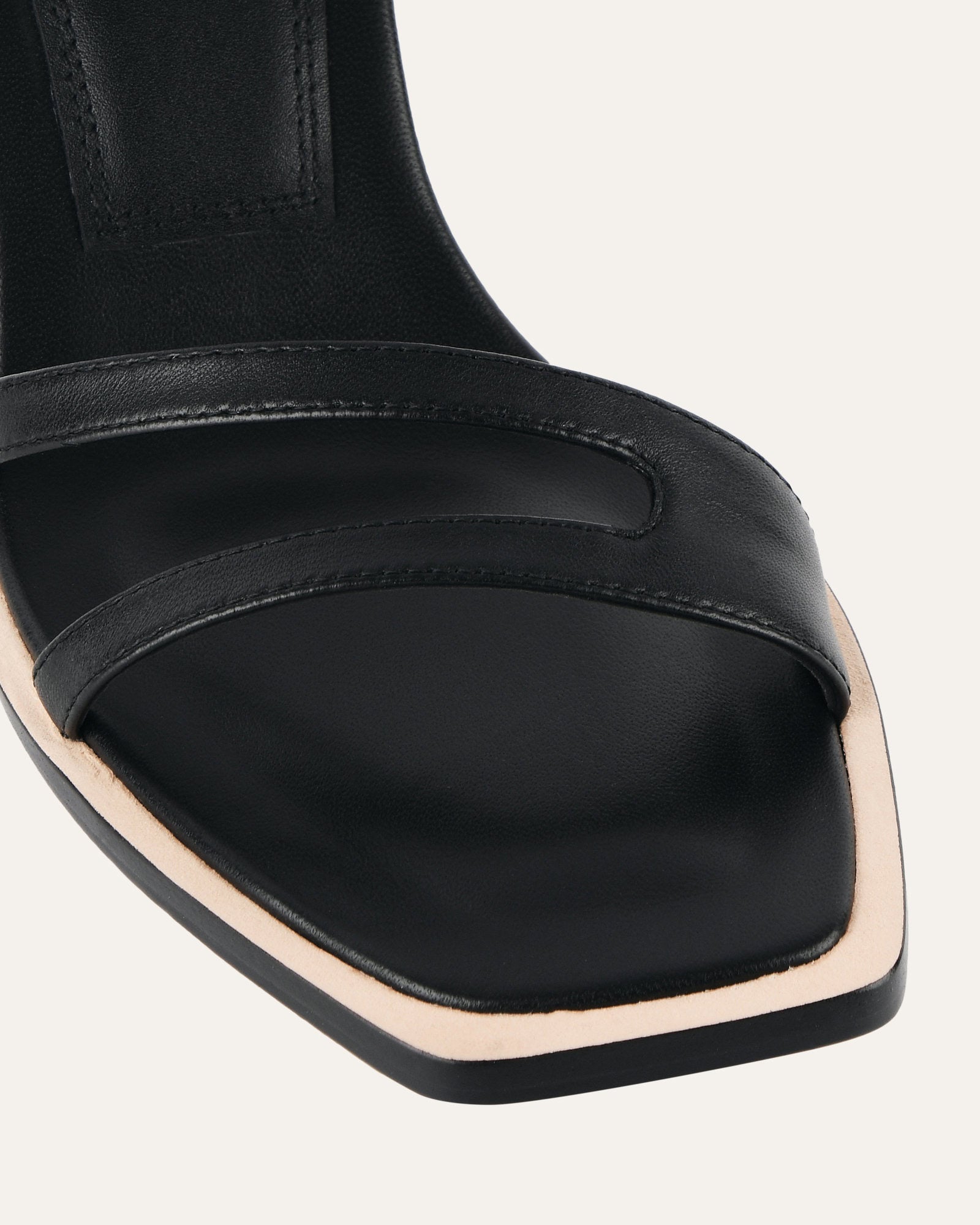 Casey Women's Black Leather High Heel Sandals - Elegant Dressy Strappy Heels for Weddings, Parties & Evening Events