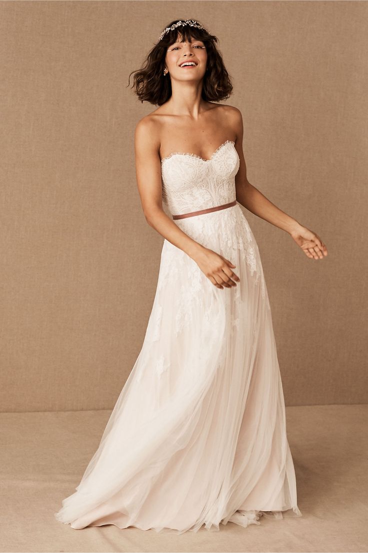 BHLDN Willowby Geranium Wedding Gown - Elegant Lace Bridal Dress for Boho Beach & Garden Ceremonies