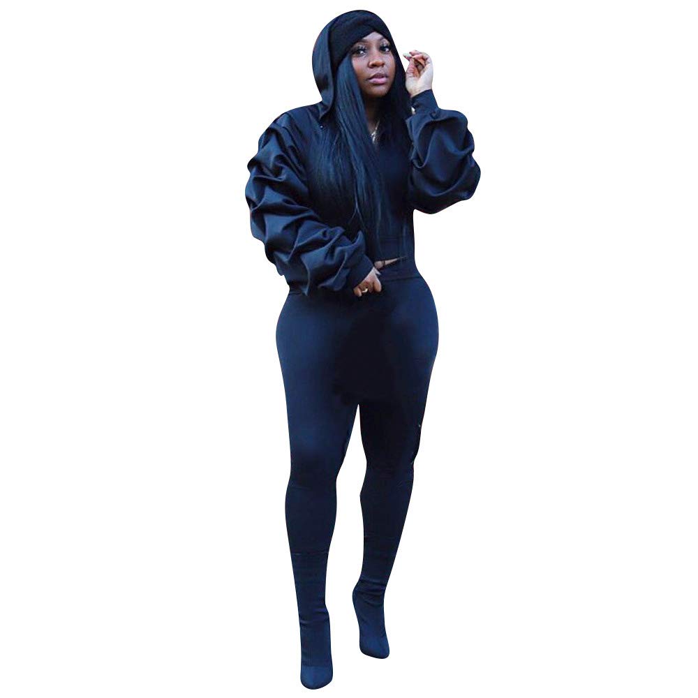 Women's 2 Piece Tracksuit Set - Soft Cotton Hoodie & Sweatpants Outfit for Casual Wear, Lounge & Gym Workouts | Comfortable Solid Color Sweatsuit for Women