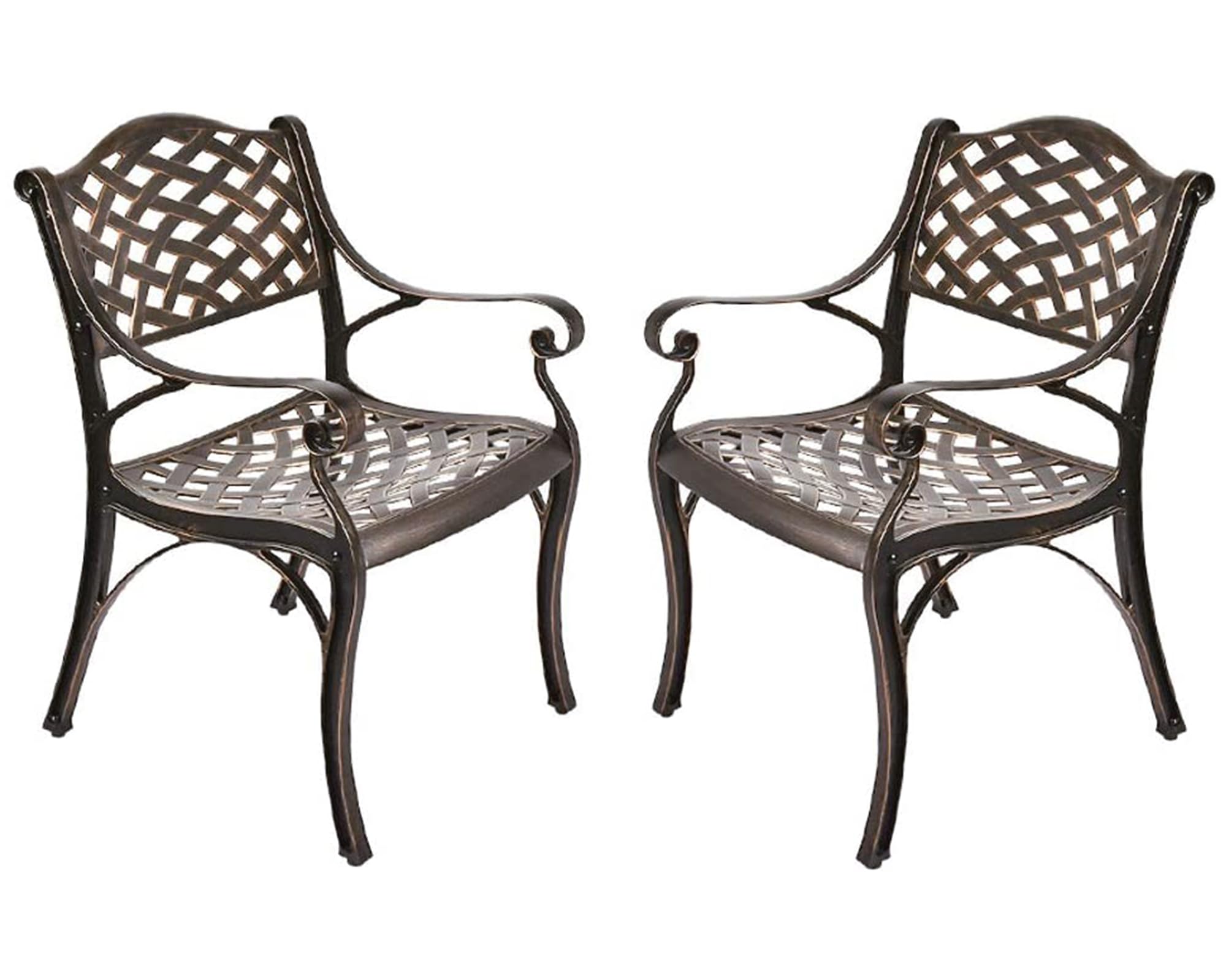 TITIMO 2-Piece Outdoor Bistro Dining Chair Set - Cast Aluminum Patio Chairs for Garden, Deck & Backyard - Weather-Resistant Lattice Design Low Back Chairs - Perfect for Outdoor Dining, Lounging & Entertaining