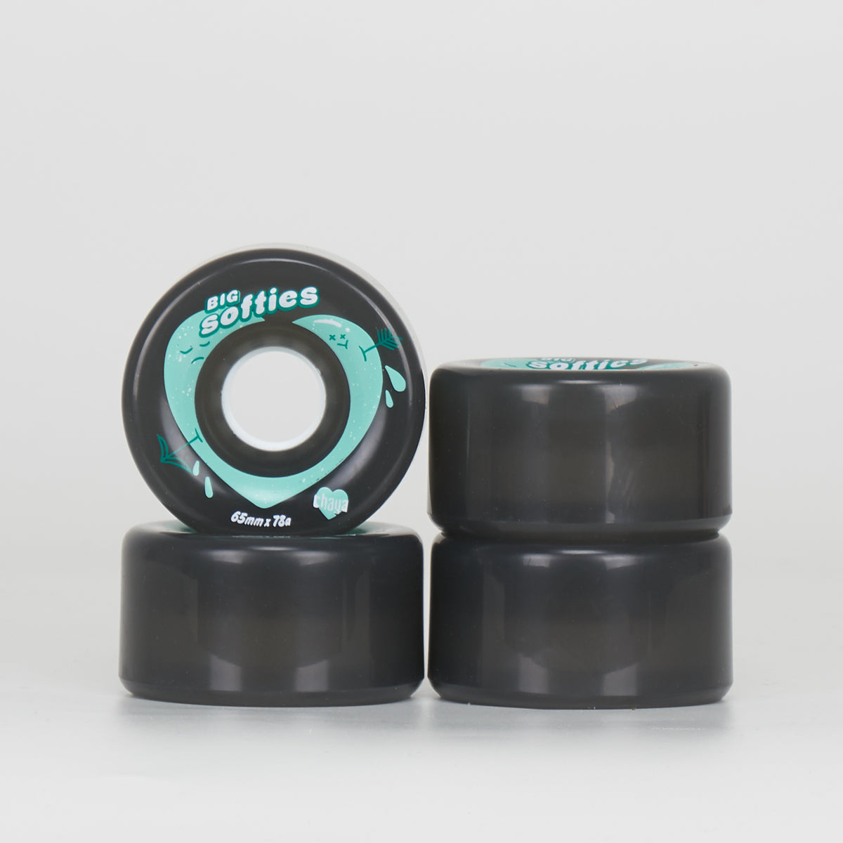 Chaya Big Softies 65mm 78A Clear Black Wheels - Premium Skateboard Wheels for Smooth Cruising & Street Skating - Perfect for Beginners & Longboard Riders