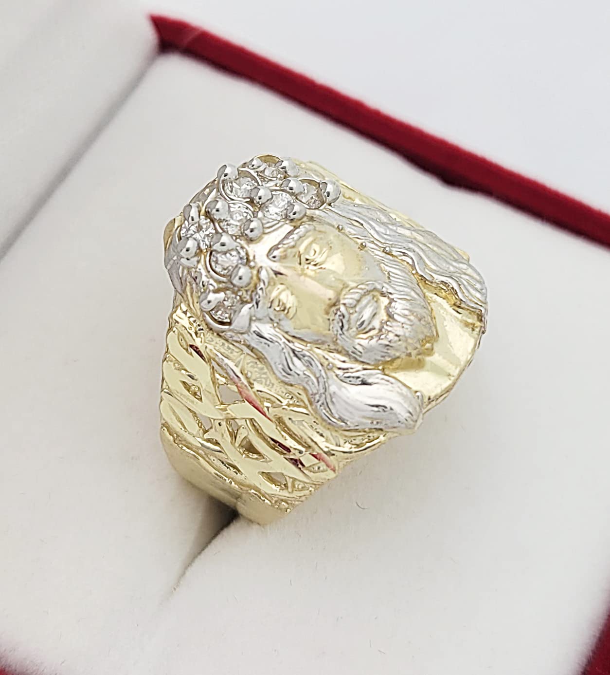 10K Yellow Gold Jesus Face Ring for Men - Religious Jewelry with Jesus Head Design (4.0g) - Perfect for Church, Worship & Christian Gift Giving