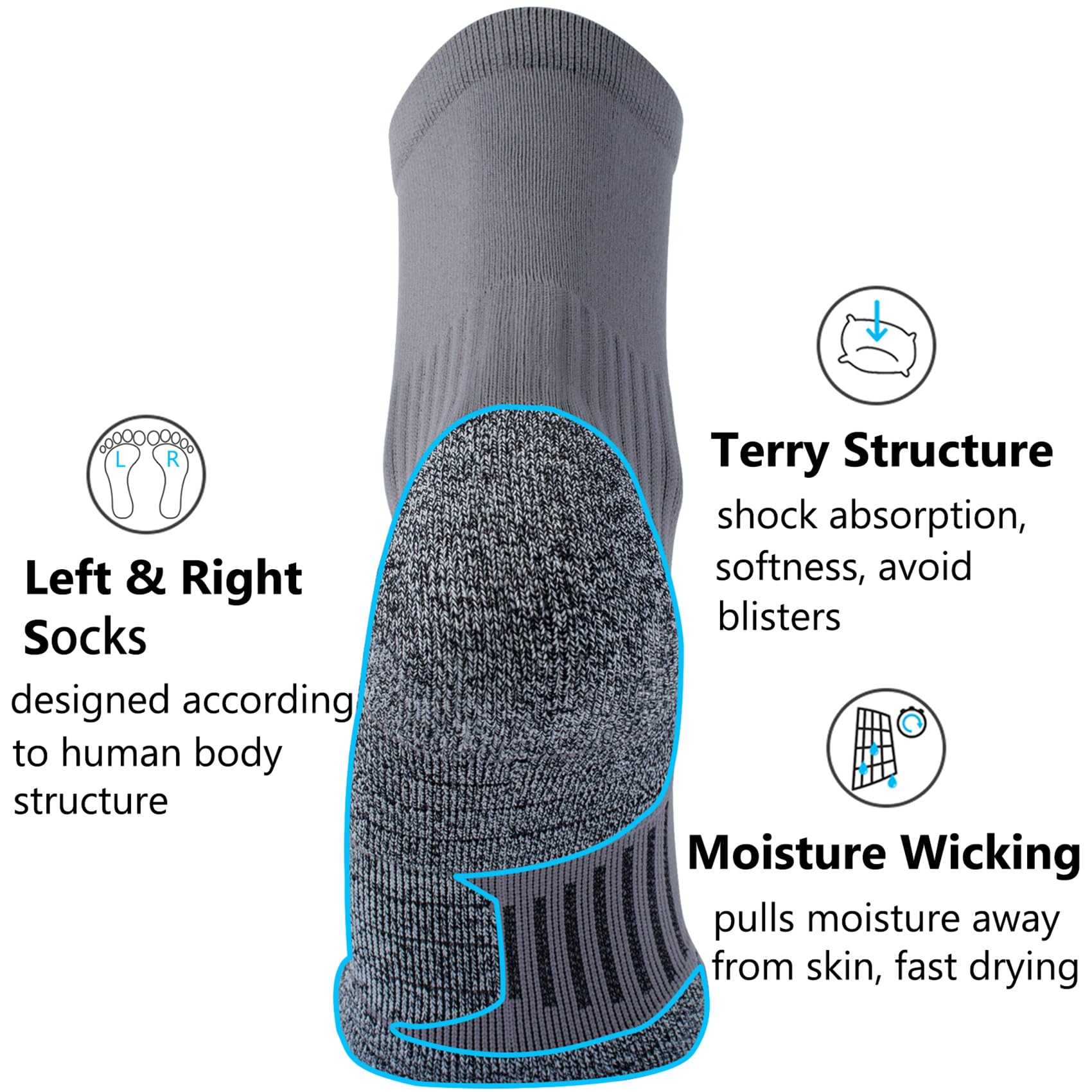 CWVLC Compression Athletic Quarter Socks for Men & Women - Breathable Cushioned Support Socks for Running, Basketball & Workout - Arch Support & Moisture Wicking Performance Socks