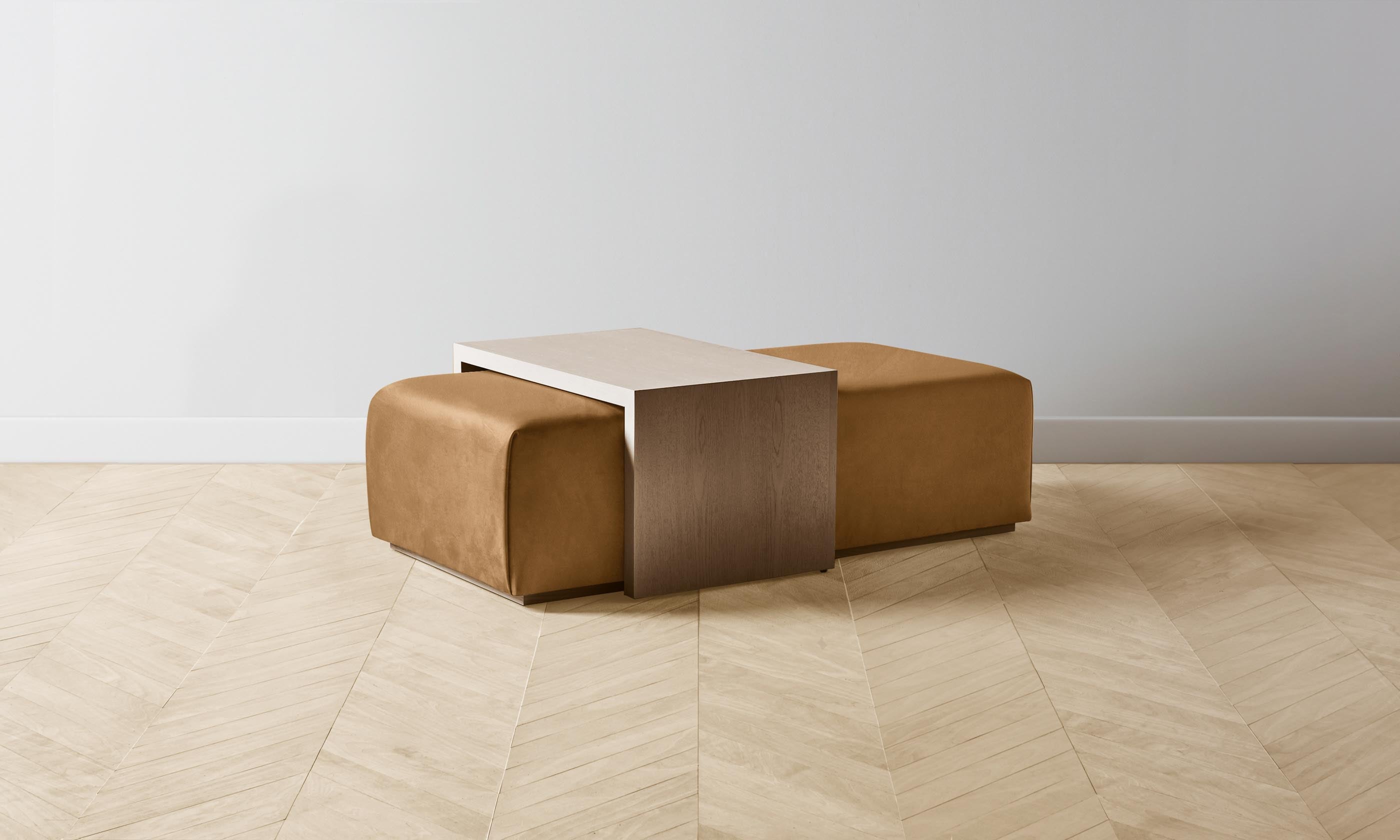 Luxury Nubuck Leather Saddle Ottoman - The Bowery Footrest Stool for Living Room, Bedroom & Office - Comfortable Leather Pouf with Sturdy Wooden Legs
