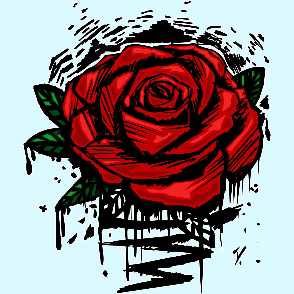 Design By Humans Men's Rugged Rose Graphic T-Shirt by Adamzworld - Soft Cotton Tee for Casual Wear & Street Style Outfits