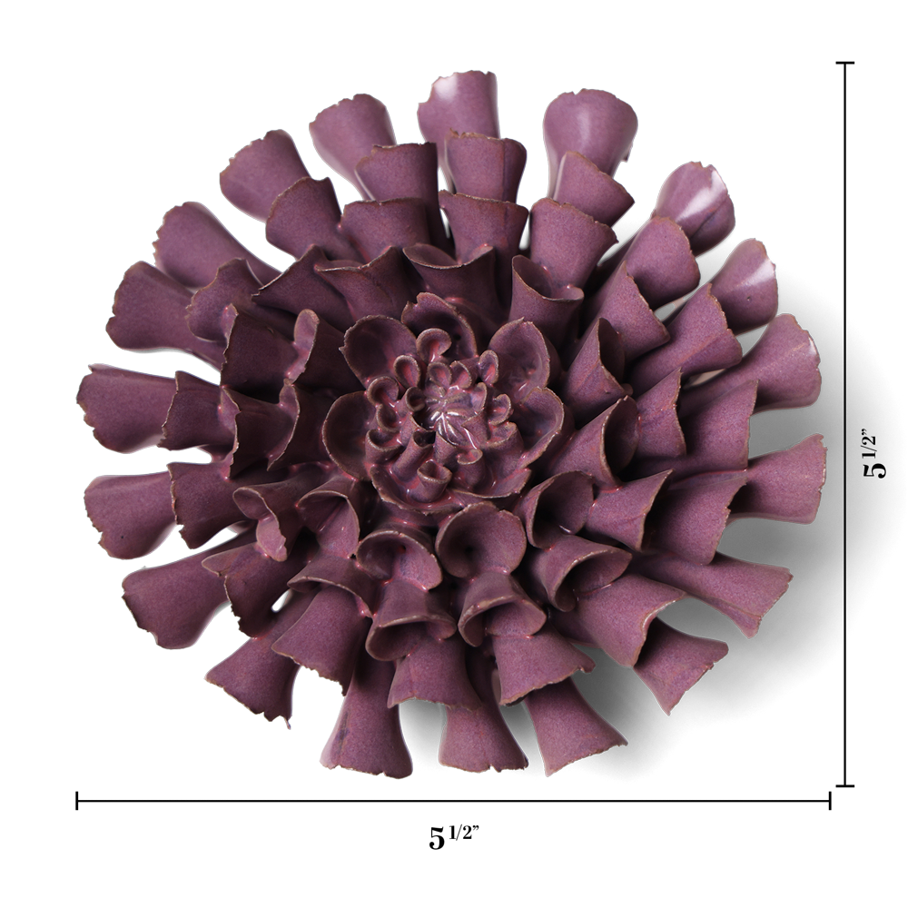 Japanese Ceramic Flower Lilac Pom Pom Dahlia - Elegant Home Decor for Living Room, Wedding Centerpiece, and Gift Idea