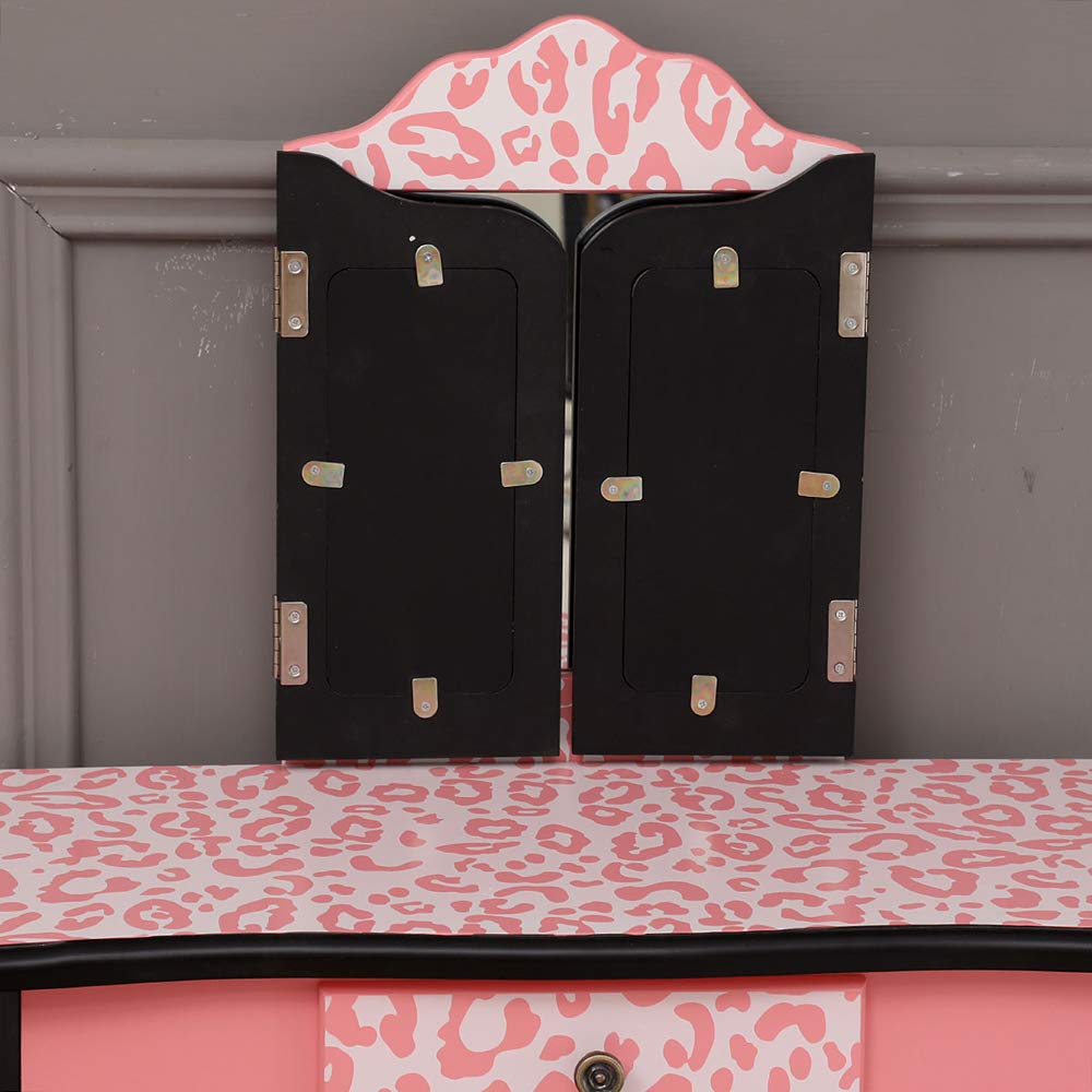 Vanity Table and Chair Set with Mirror & Drawers - 2 in 1 Makeup Dressing Table for Bedroom, White Glamorous Vanity Desk for Women - Perfect for Cosmetics Storage & Beauty Routine