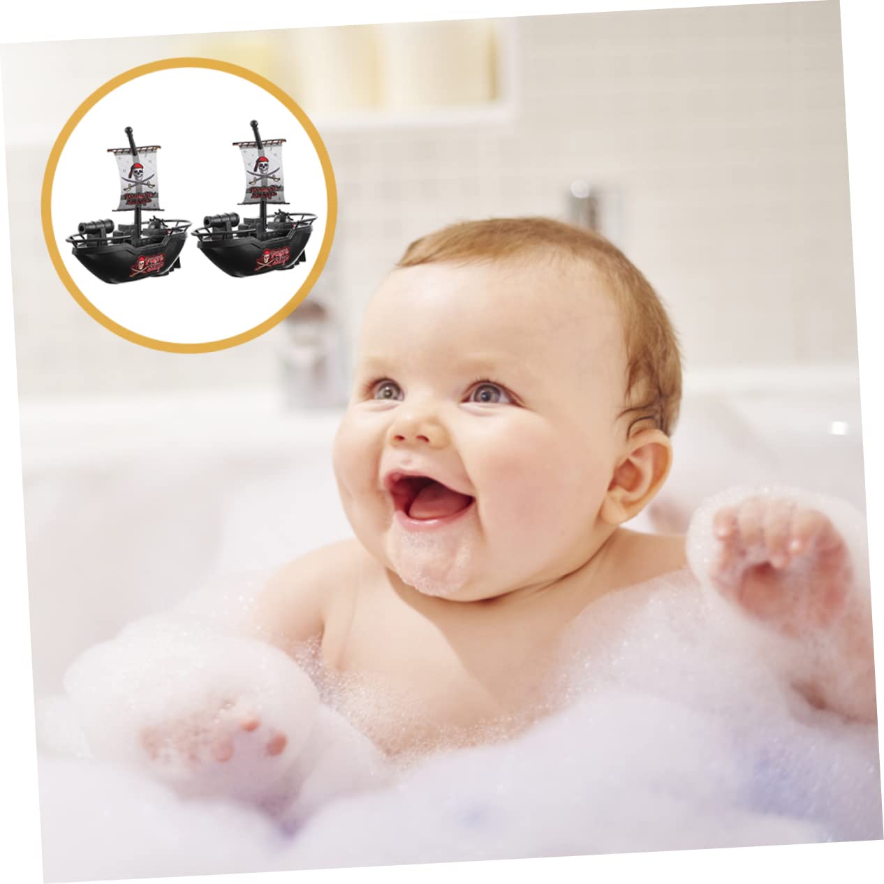 UPKOCH 6 Pack Motorized Pirate Boat Toys for Kids - Floating Pool Bath Toys Set - Durable Plastic Water Play Boats for Summer Fun | Perfect for Swimming Pools, Bathtubs & Outdoor Water Play