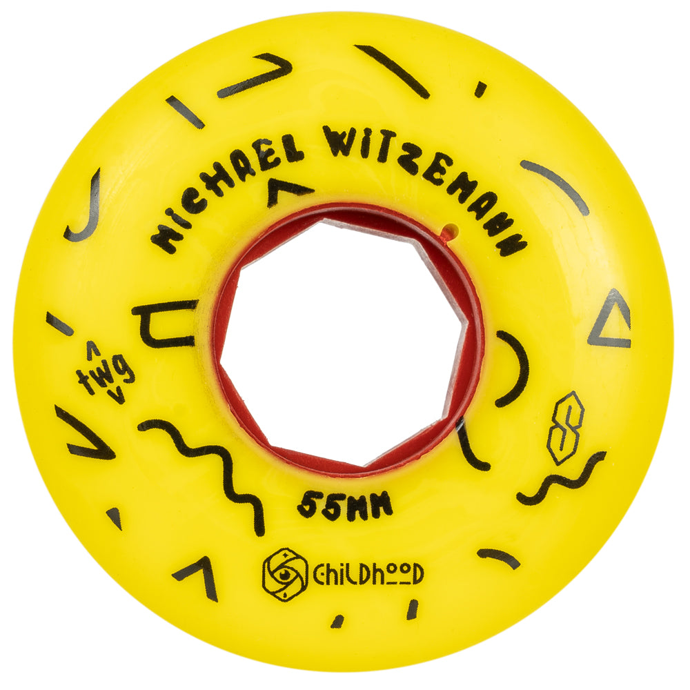 Red Eye Witzemann Childhood 55mm 90a Skateboard Wheels - 4 Pack Set for Kids & Beginners - Perfect for Cruising, Street Skating & Park Riding